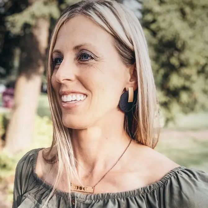 Boho Black & Gold Circle Cork Earrings