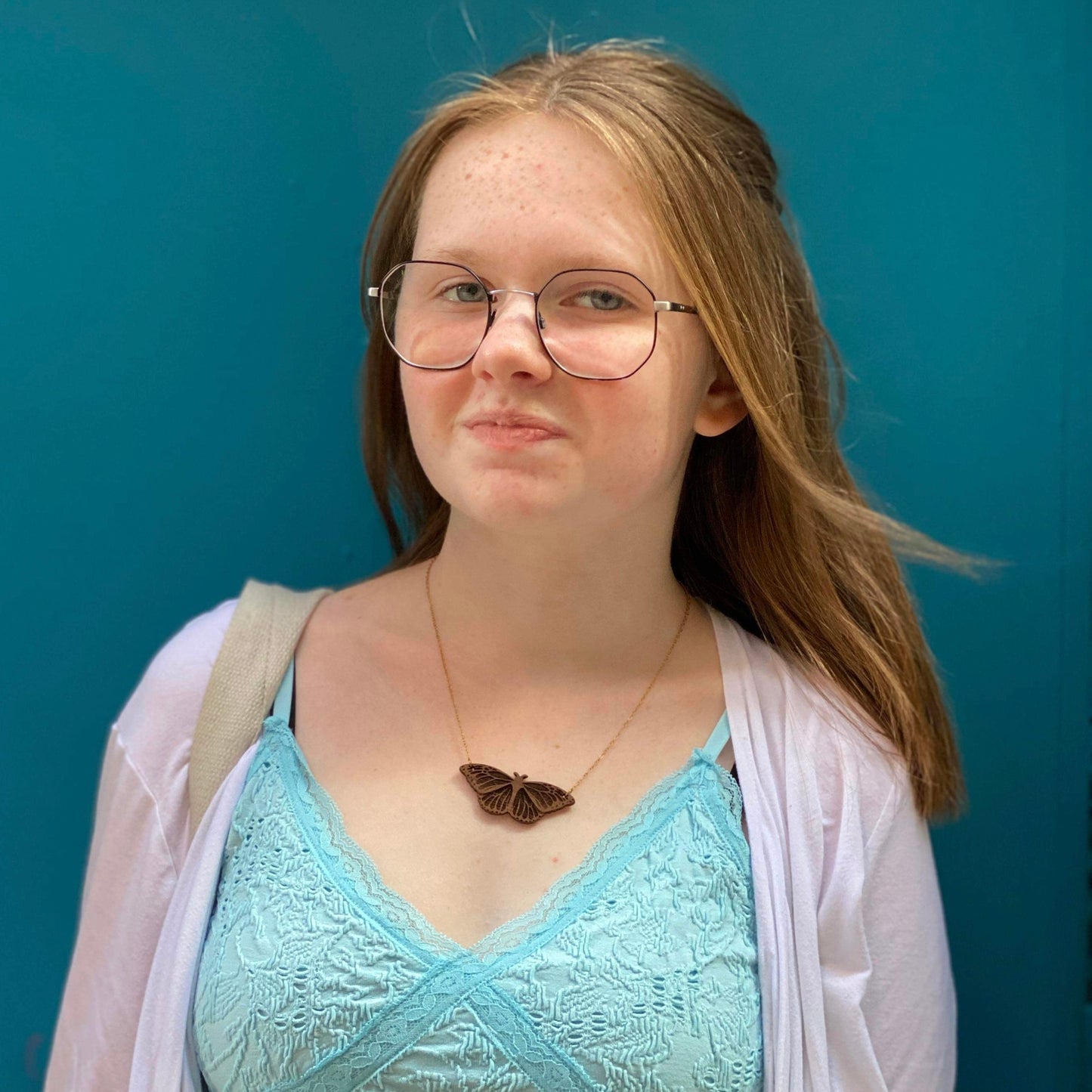 Walnut Wood Butterfly Hippie Necklace - Gypsy Boho Hippie Style