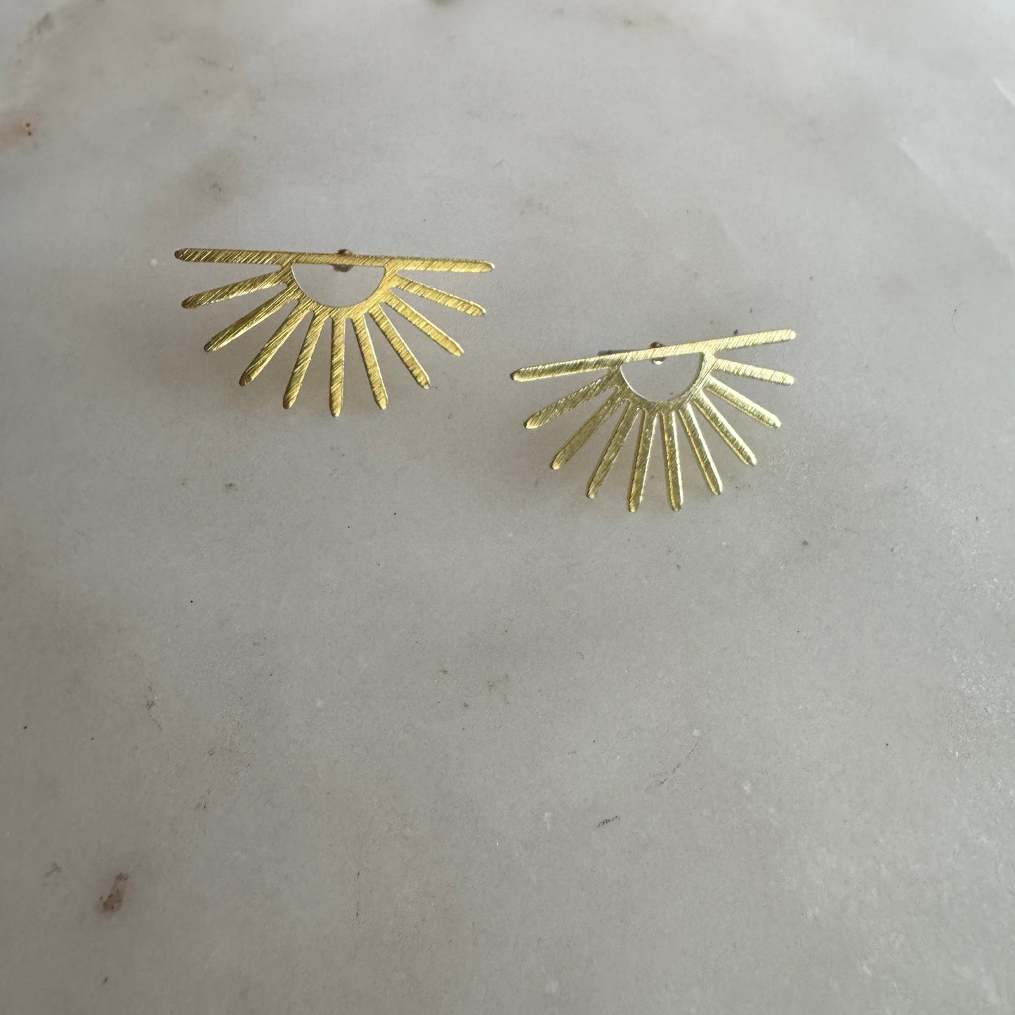 Retro Sunburst Brass Boho Stud Earrings - Sun Ray, Sun Set