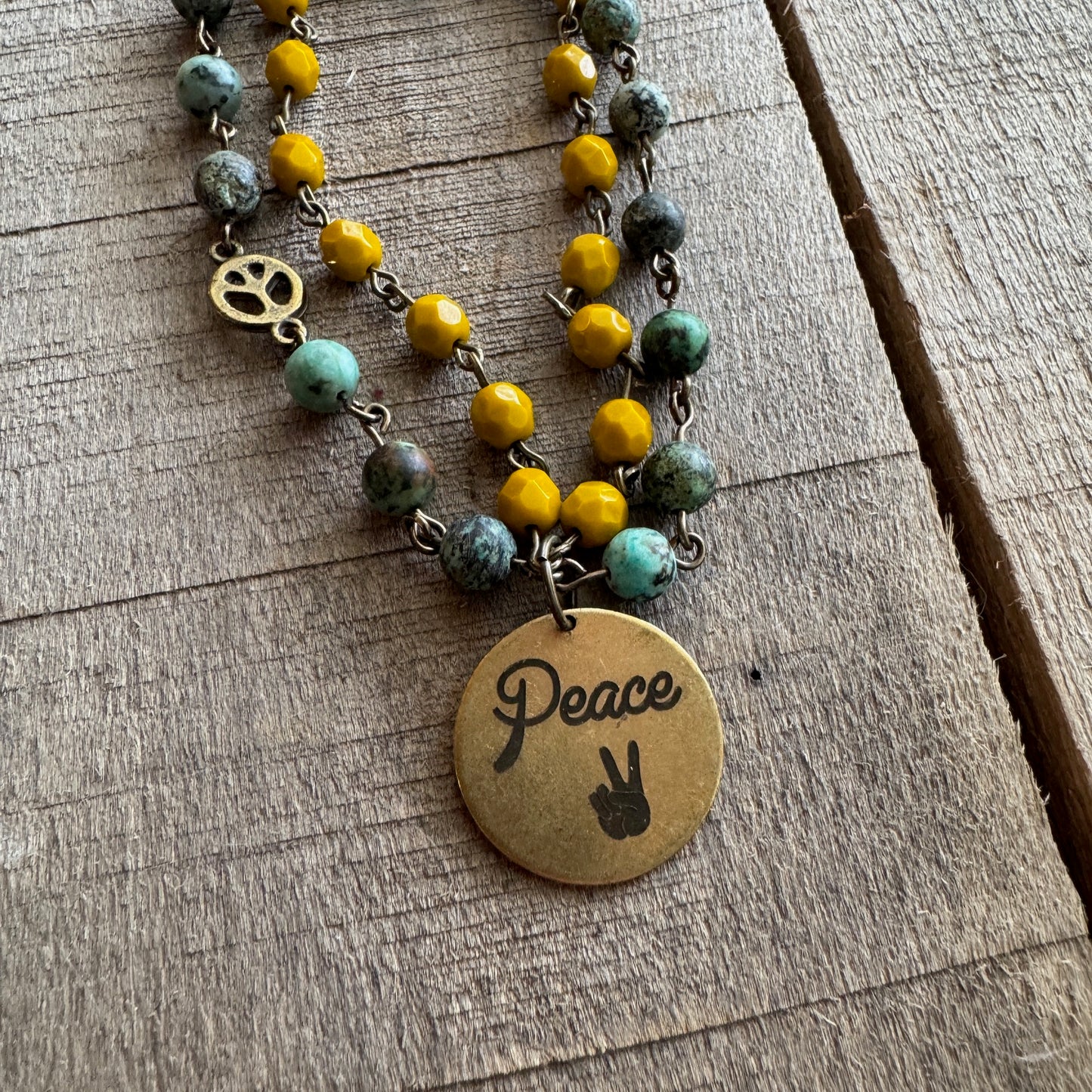 Boho Beaded Peace Hand Bracelet - Vintage Style Multi-Strand Bracelet with Charm