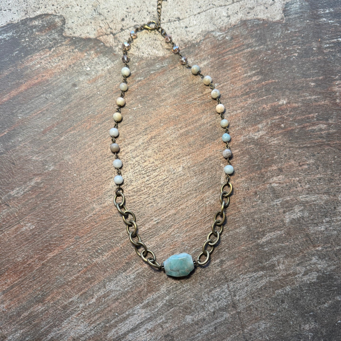 Choker Bead and Chain with Turquoise Stone Necklace
