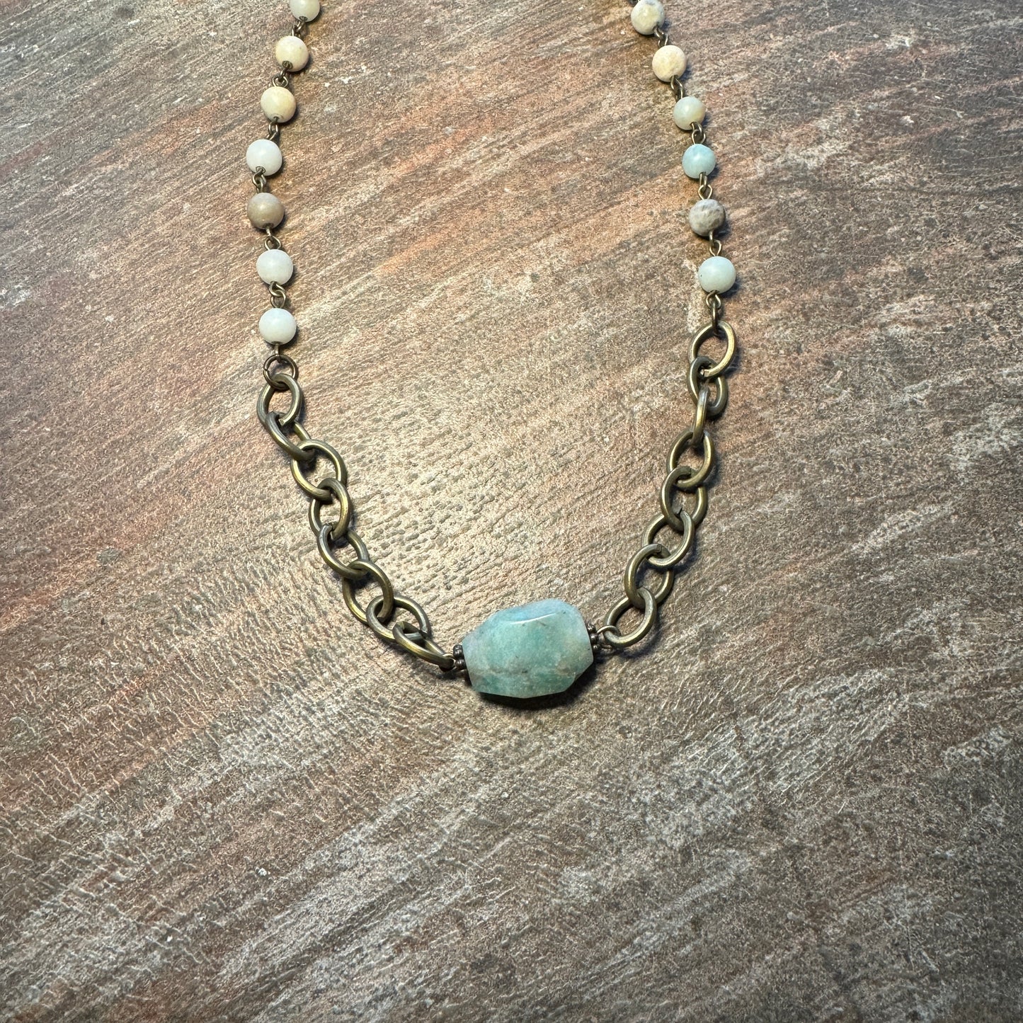 Choker Bead and Chain with Turquoise Stone Necklace