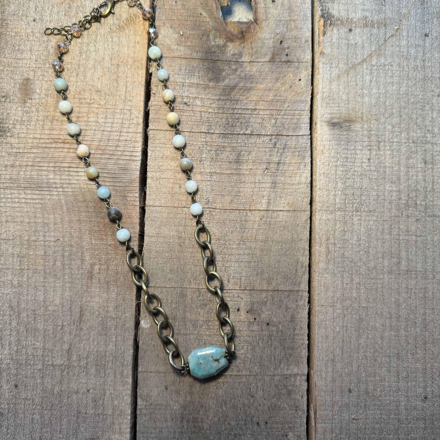 Choker Bead and Chain with Turquoise Stone Necklace