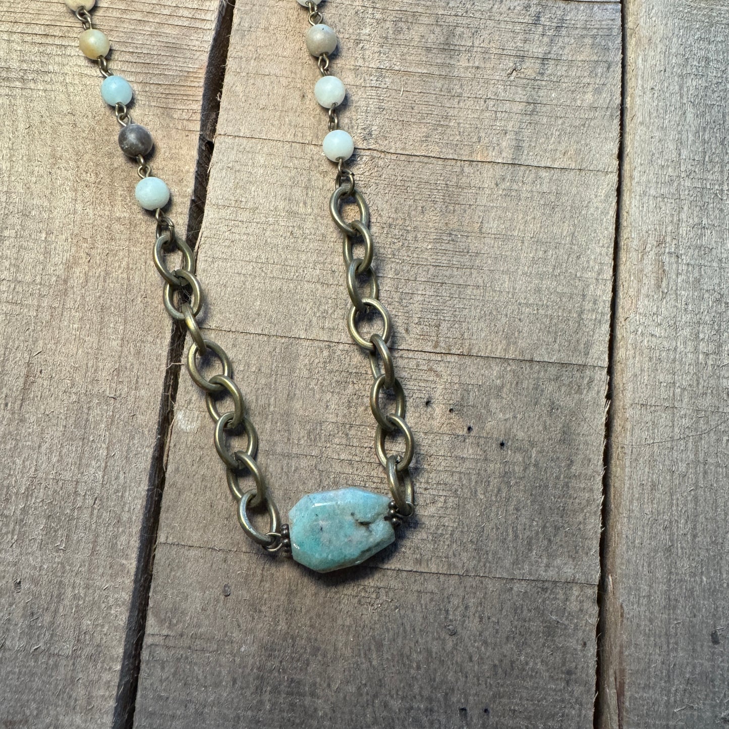 Choker Bead and Chain with Turquoise Stone Necklace