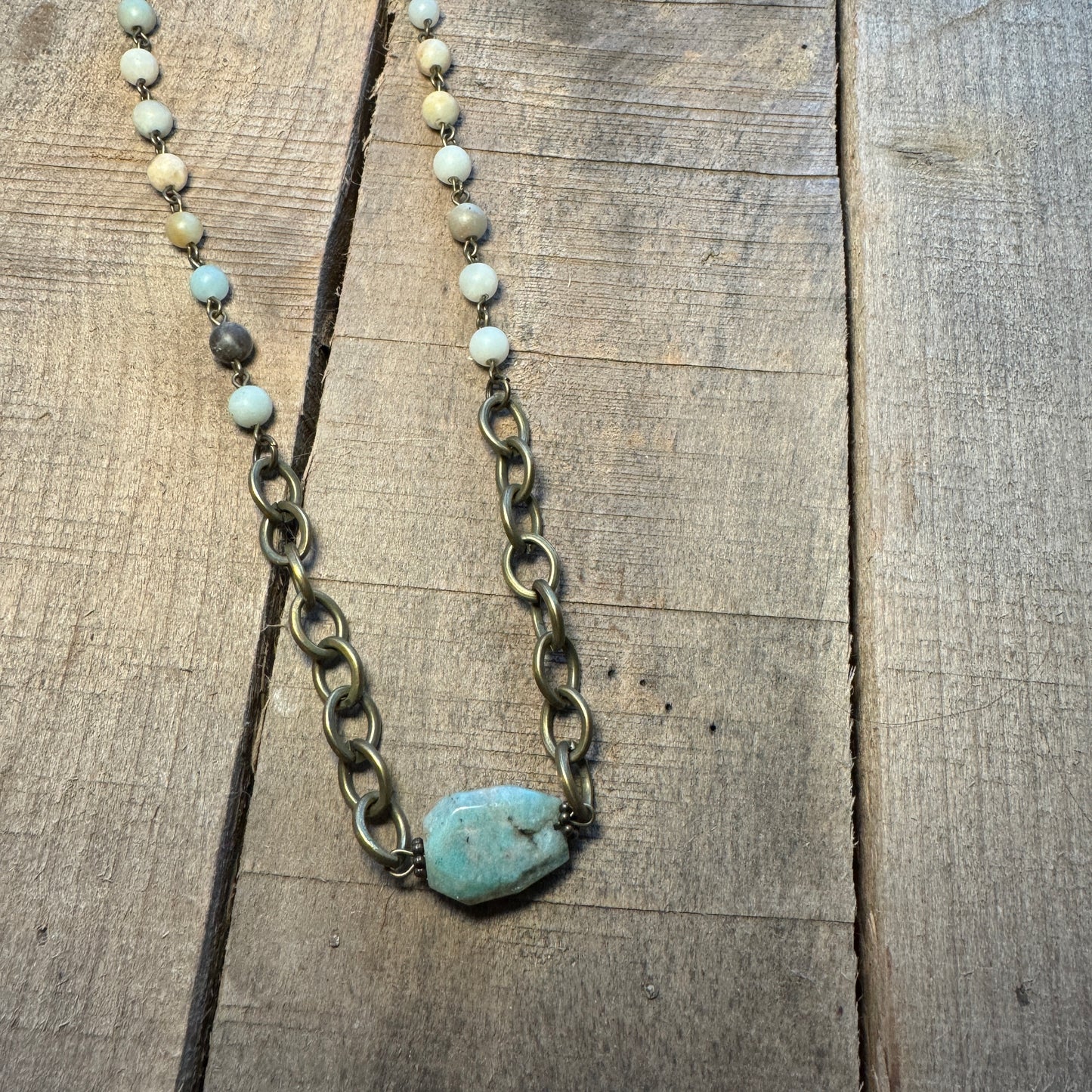 Choker Bead and Chain with Turquoise Stone Necklace
