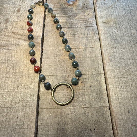 Dark Beaded Circle Choker Necklace