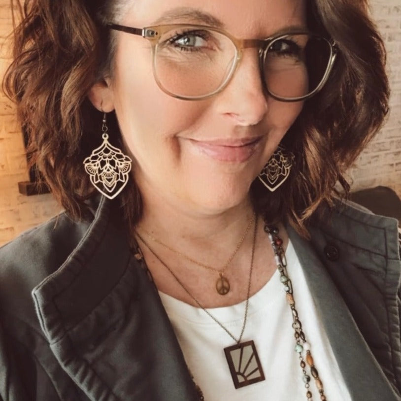 Here comes the Sun Walnut and Concrete Boho Necklace