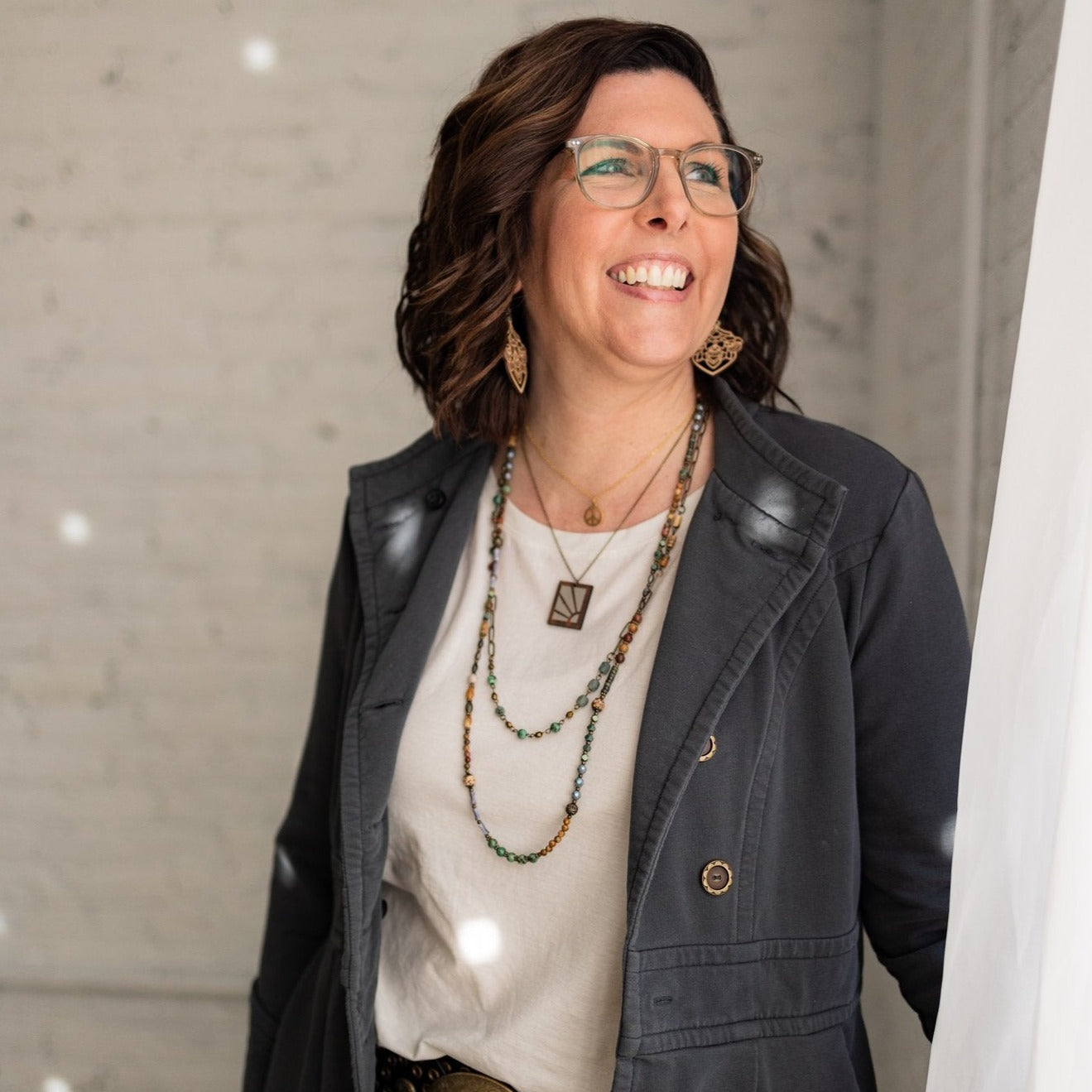 Here comes the Sun Walnut and Concrete Boho Necklace