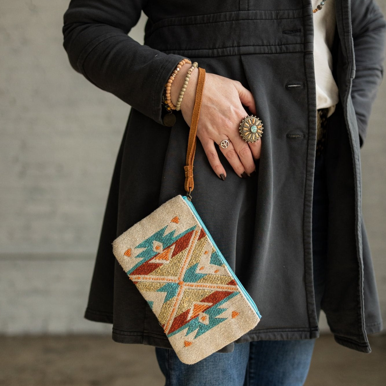 Shawna Southwestern Style Wristlet Pouch