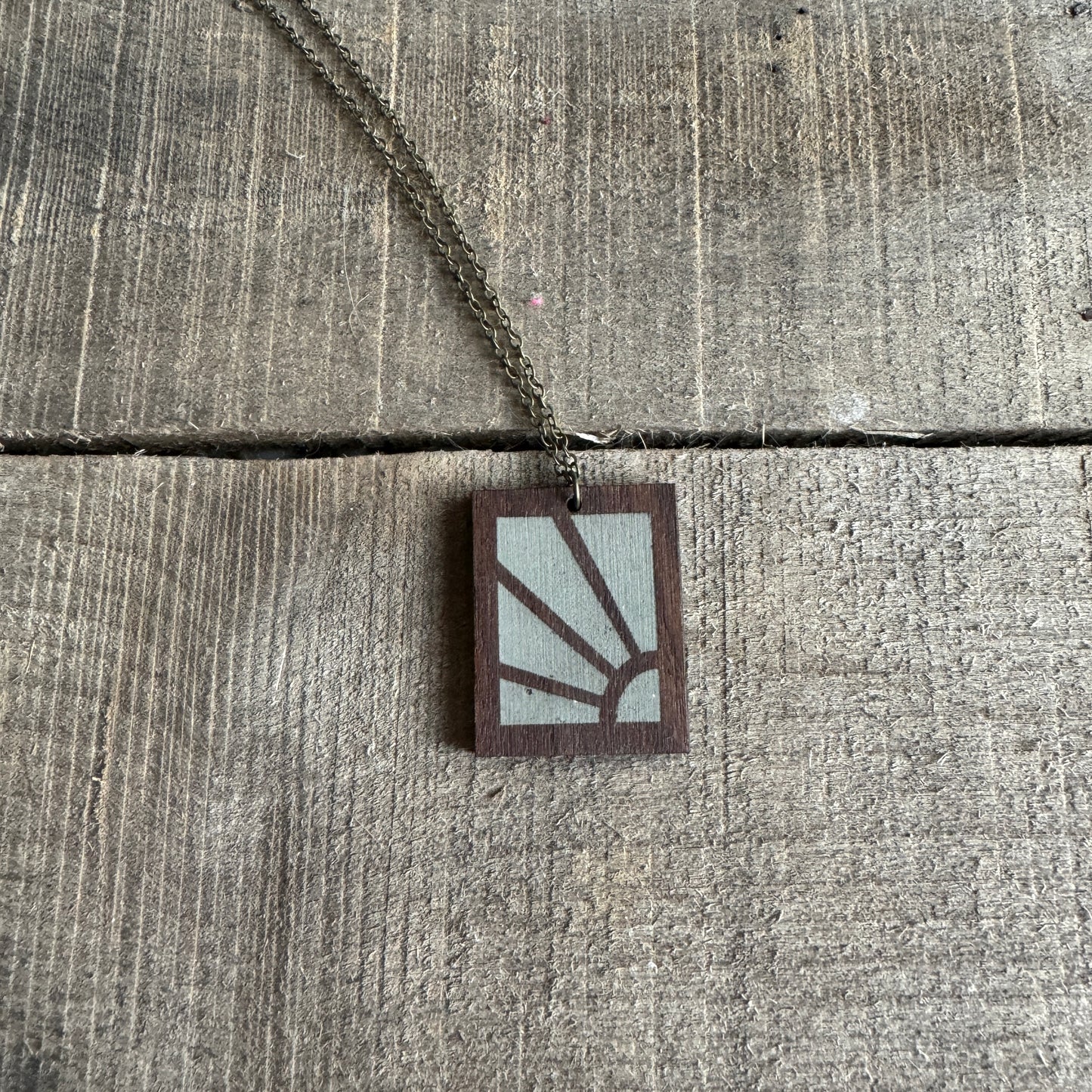 Here comes the Sun Walnut and Concrete Boho Necklace