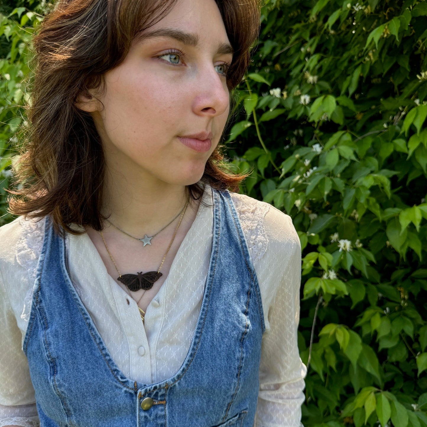 Walnut Wood Butterfly Hippie Necklace - Gypsy Boho Hippie Style