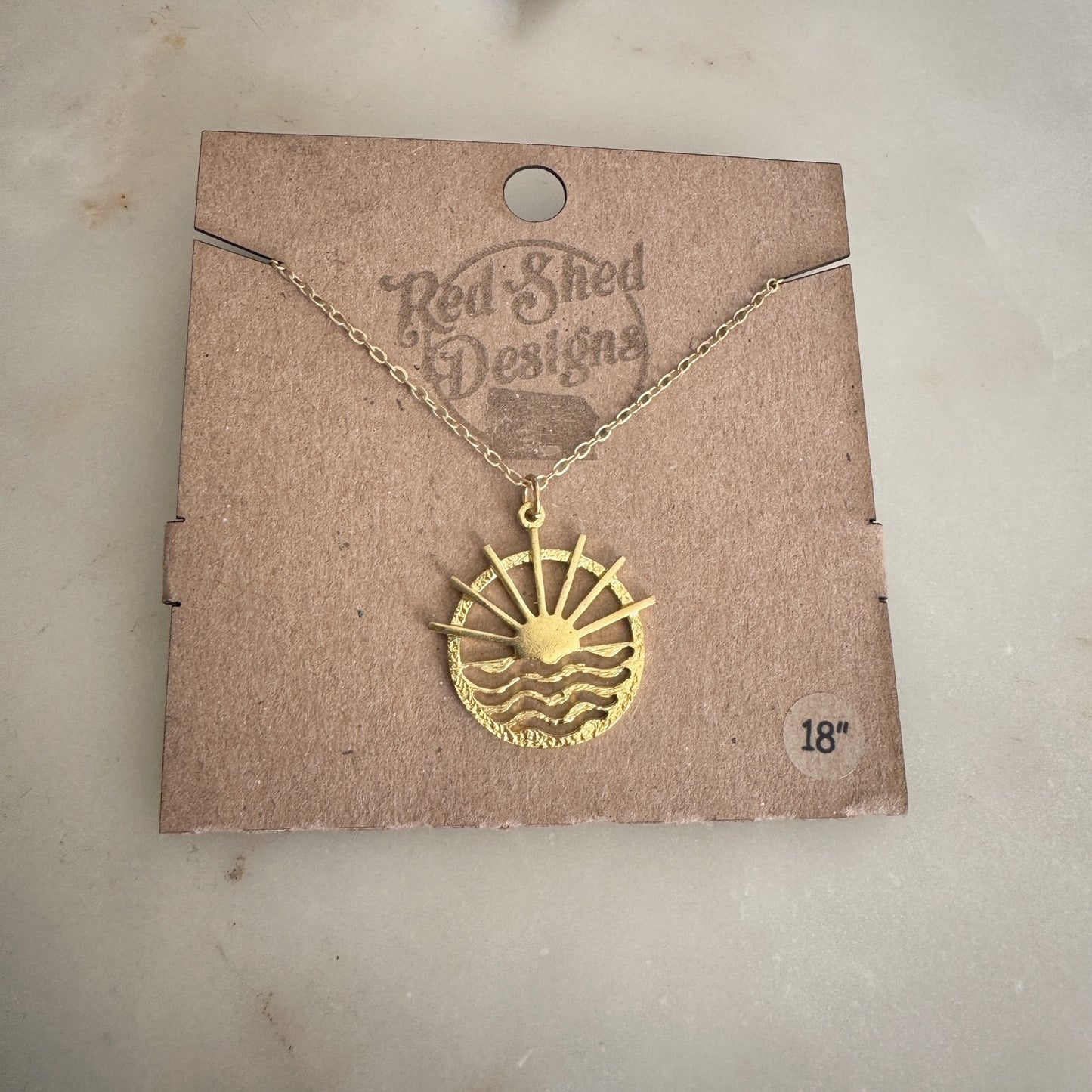 Brass Sunset and Water Boho Necklace - Sunshine - Minimalist Necklace - 18"