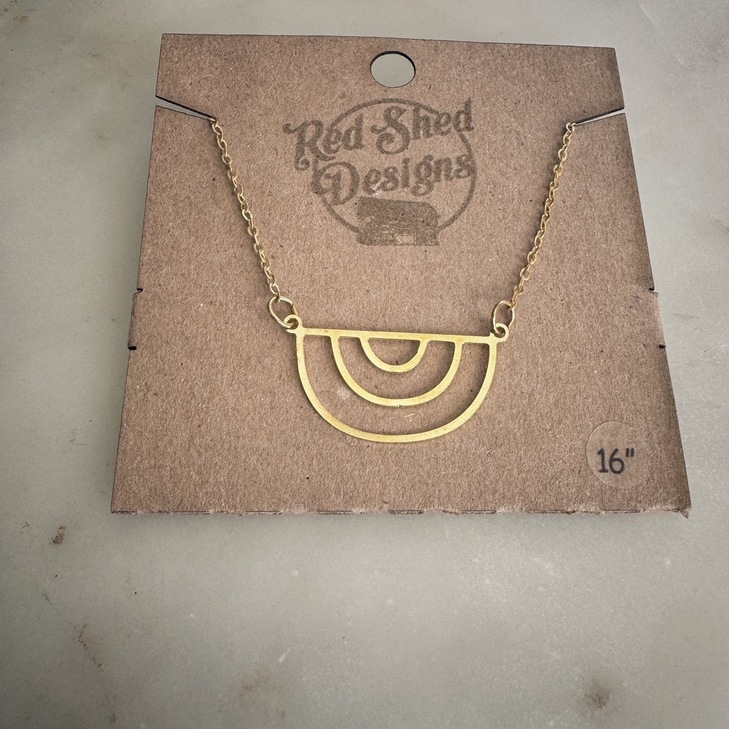 Brass Double Arch Minimalist Boho Necklace - 16"