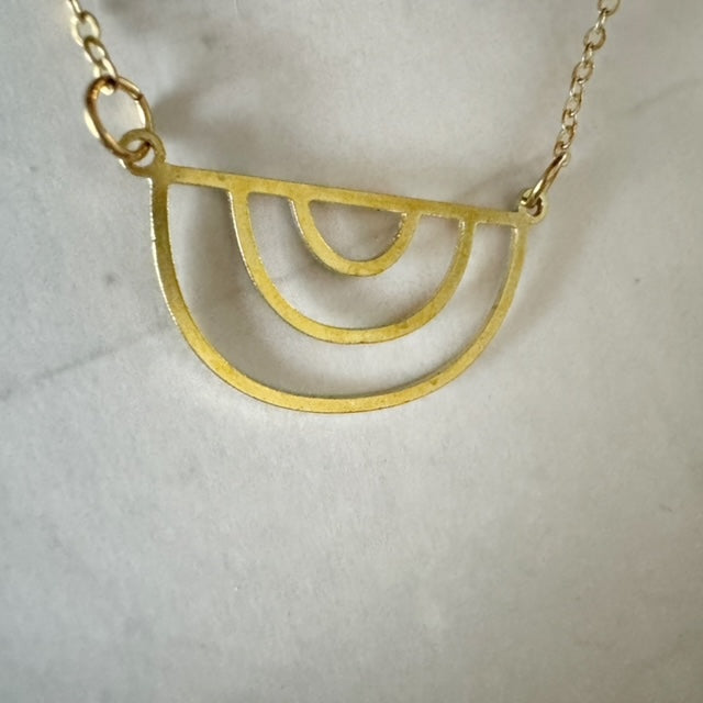 Brass Double Arch Minimalist Boho Necklace - 16"