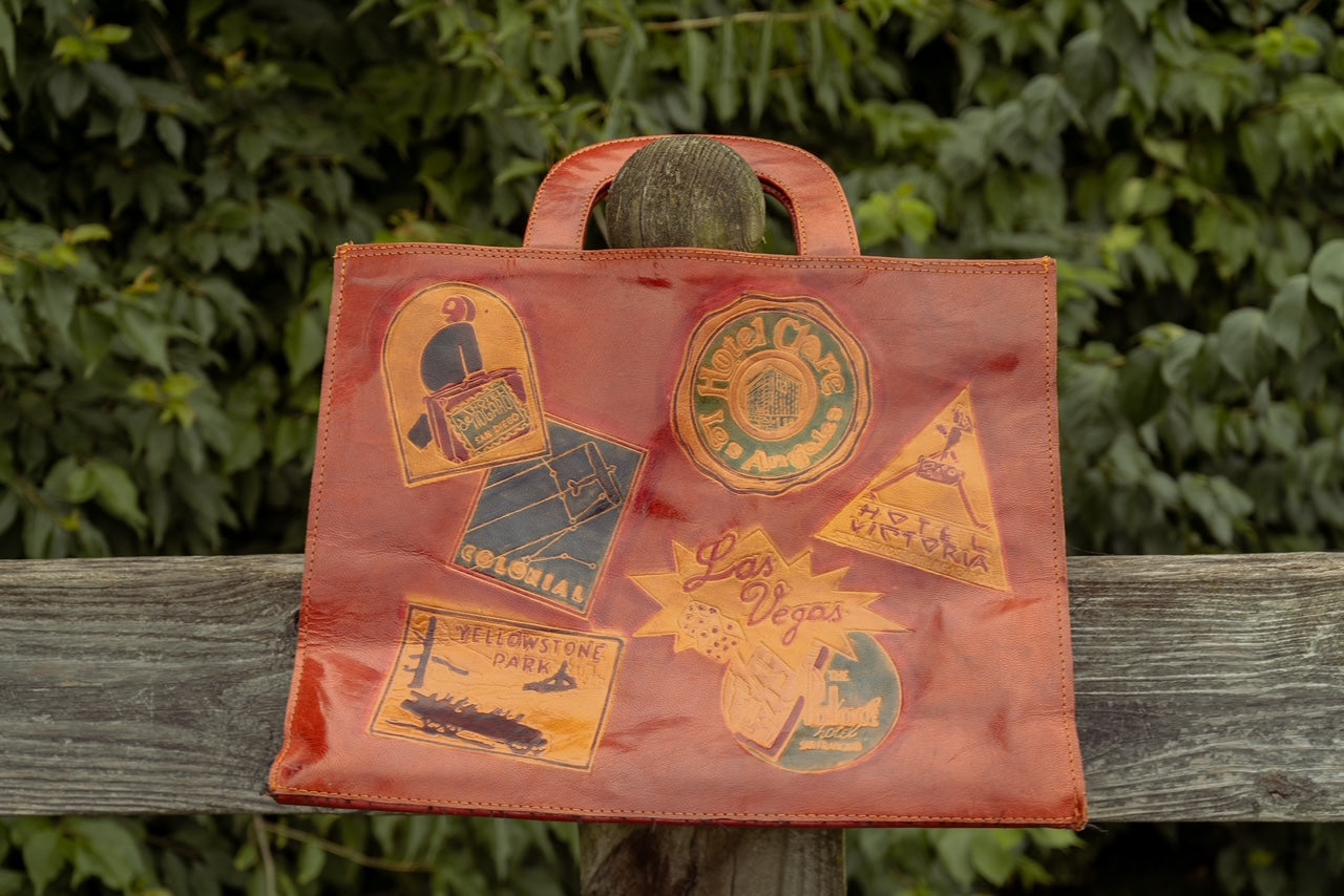 Leather Vintage Travel Tote National Park - Mediterranean Trading Brand