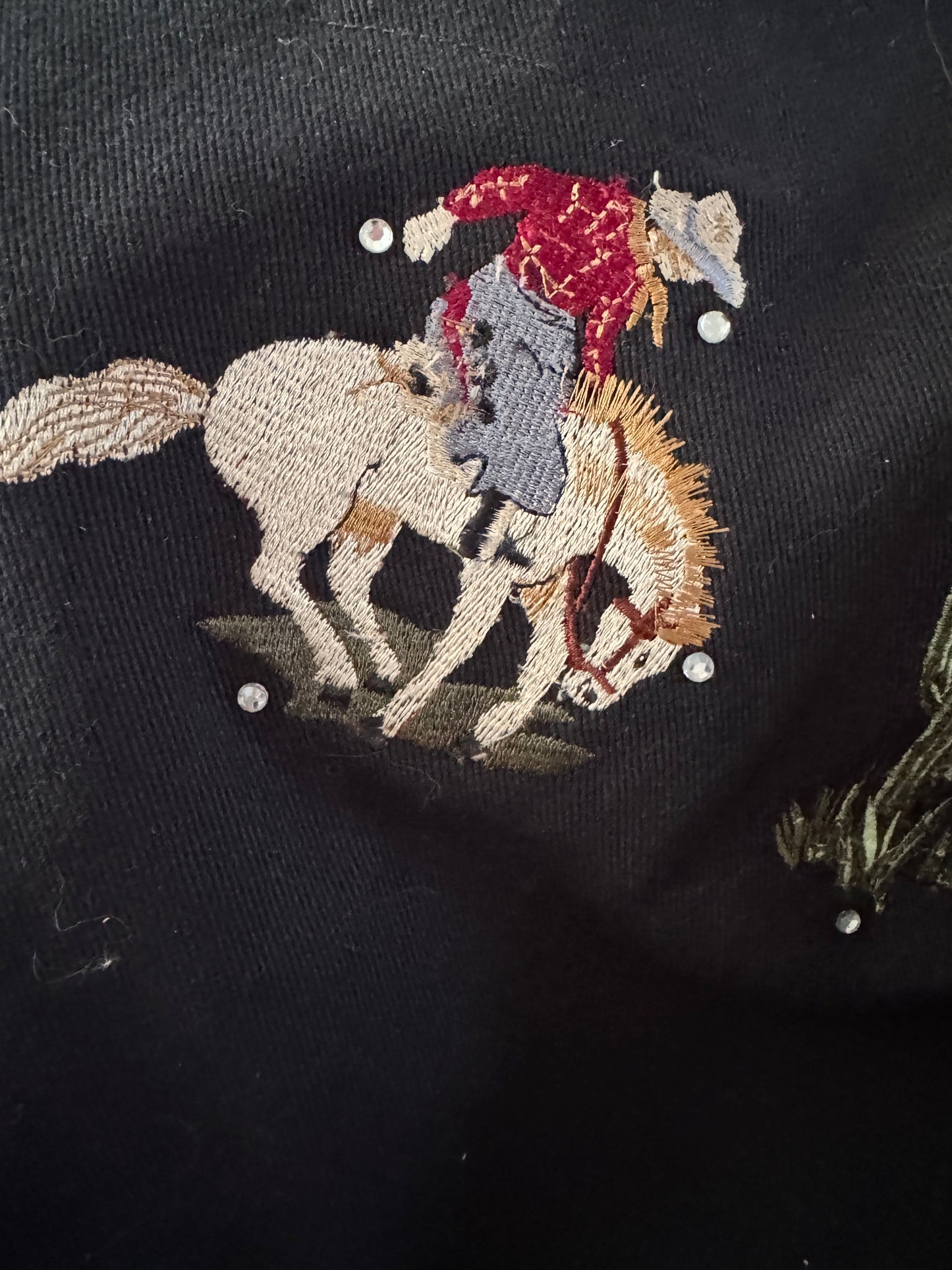 Gordon & James Denim Co. Western/Southwestern Cowboy Embroidered Medium Jacket with Cactus/ Black Cotton Jacket