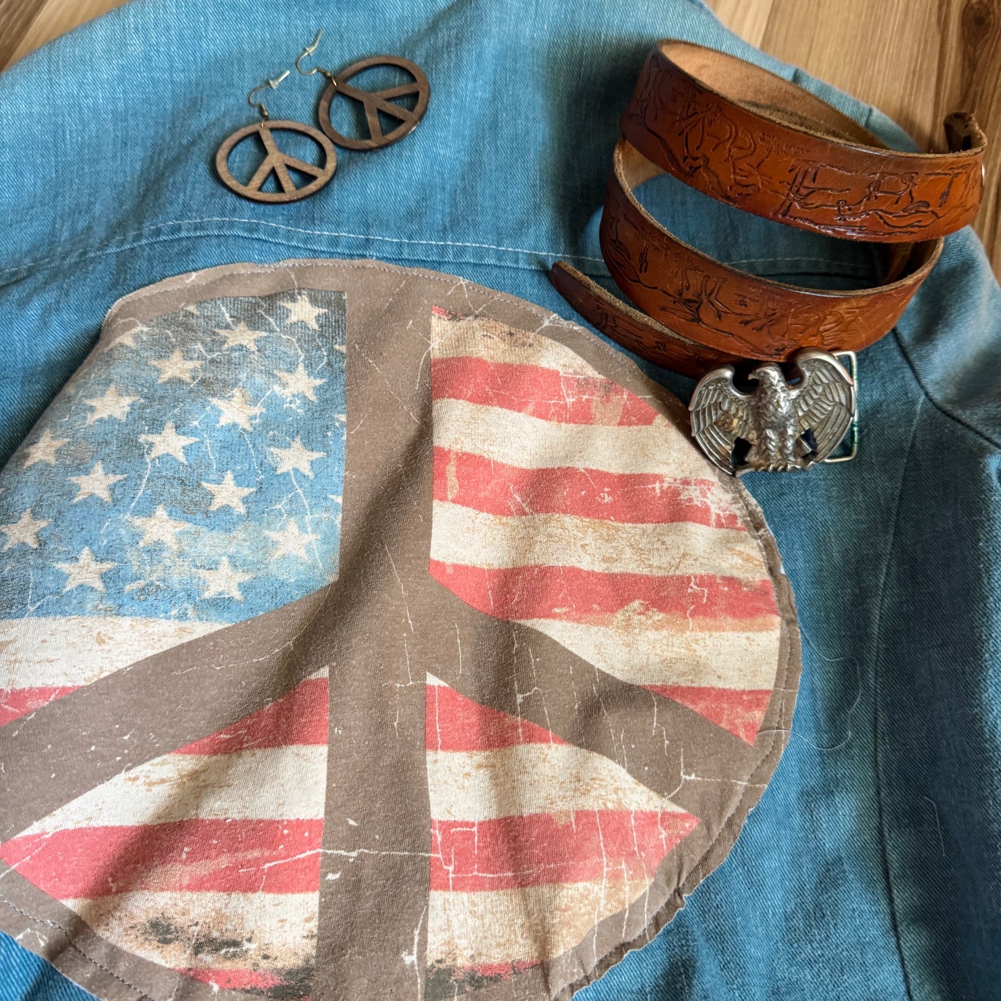 A Vintage Leisure Life Upcycled USA Denim Jacket - Western Retro Style - Blue Jacket