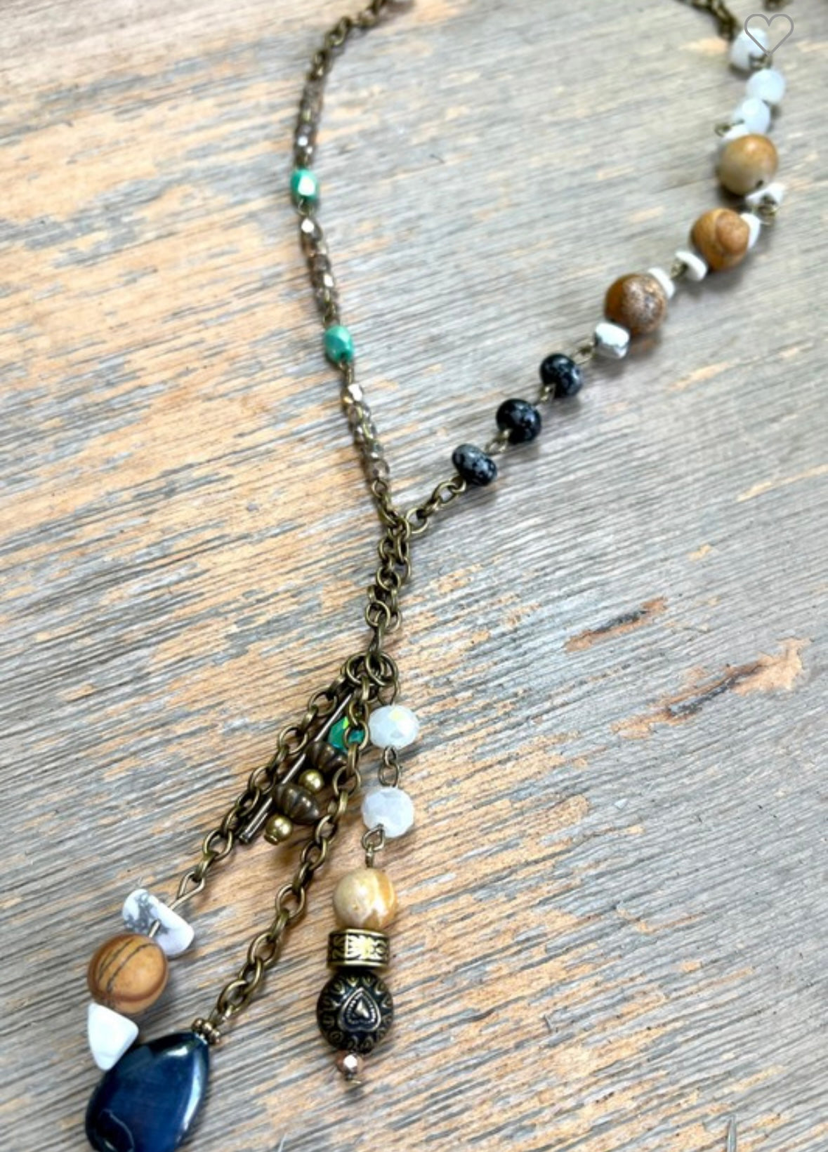 Long Chain and Beaded Chain Necklace with Beaded Charms