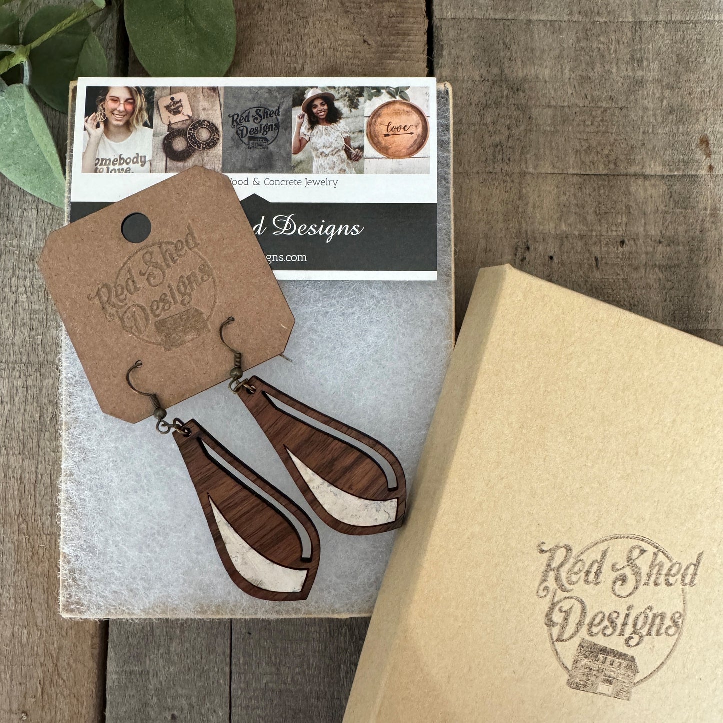 Pearl Cork and Walnut Petal Earrings