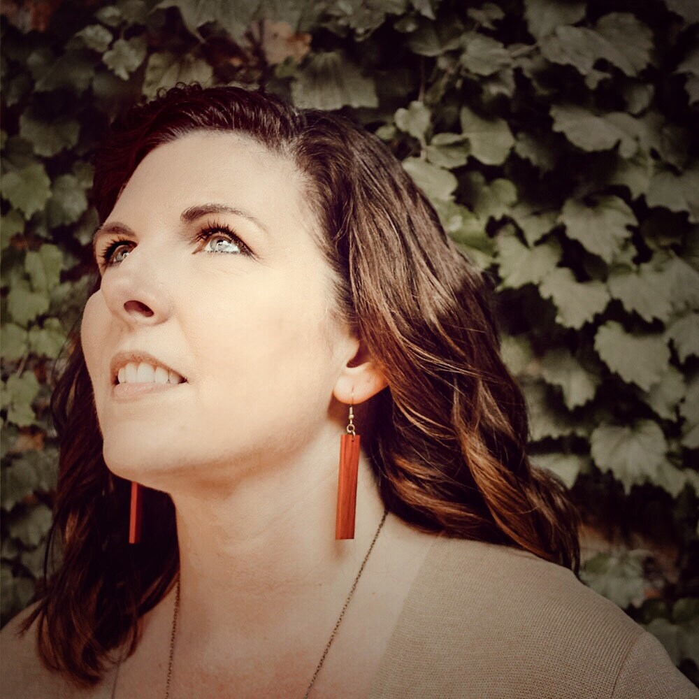 Long Red Boho Lightweight Wood Earrings - Redheart Wood Bar Style