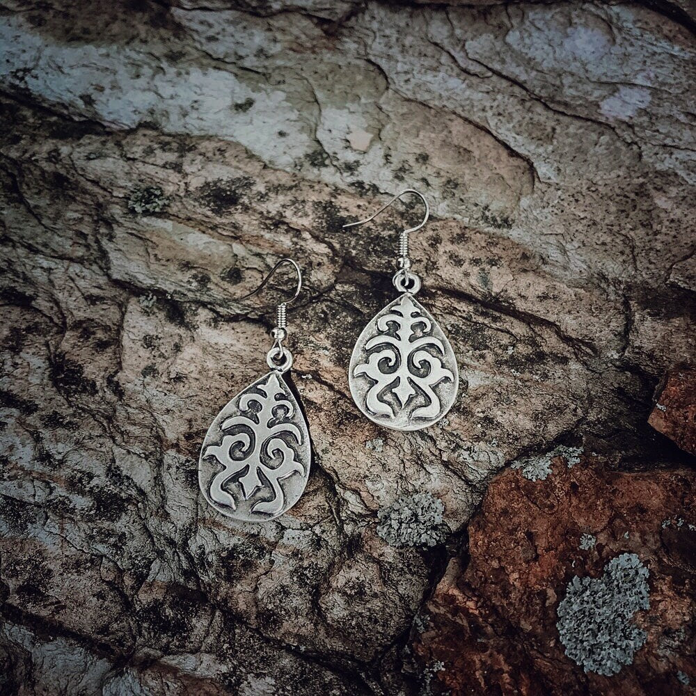 Antique Silver Teardrop Shaped Earrings