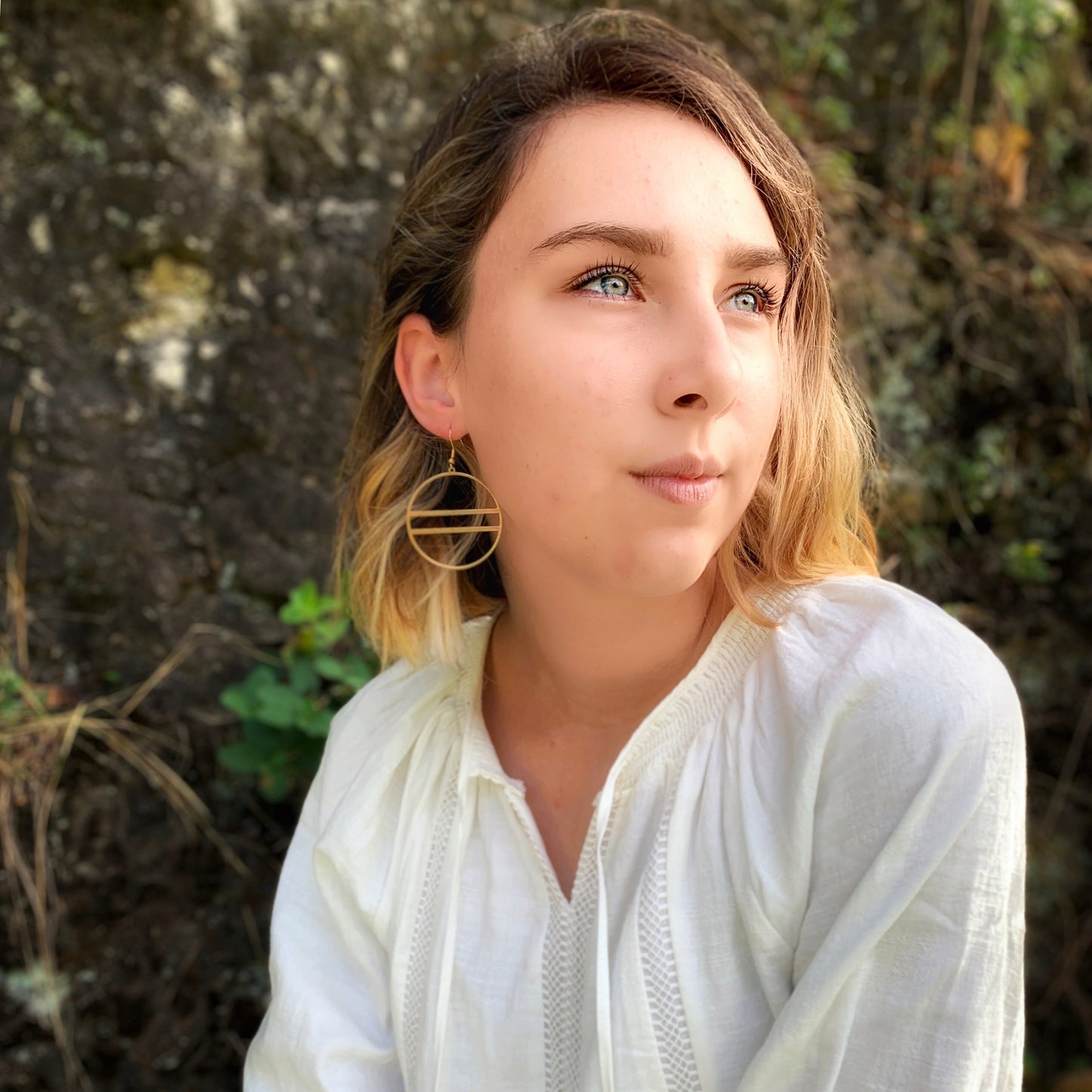 Boho Round Brass Hoop Earrings - Metal Collection