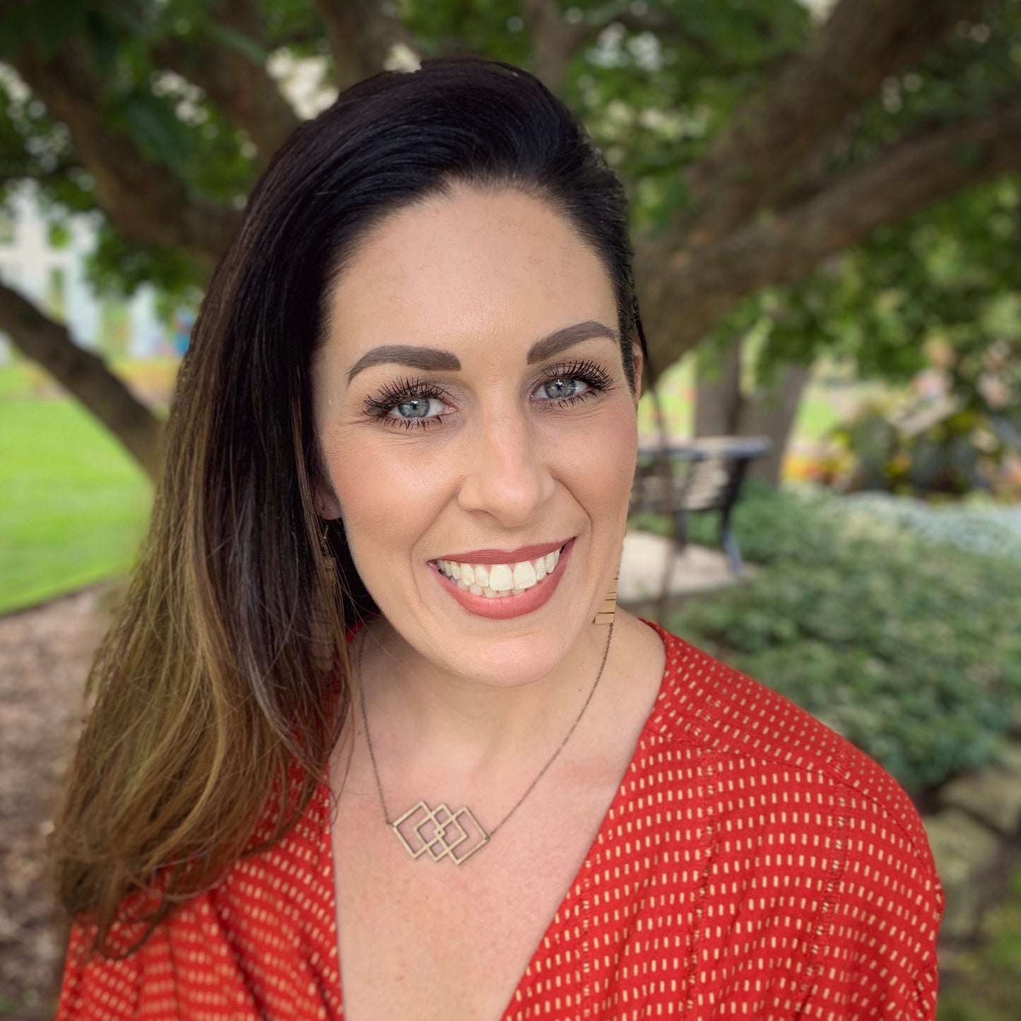 Geometric Square Birch Necklace, Modern Design, Laser Cut - Classic Wood Collection