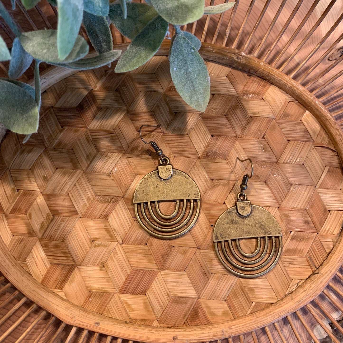 Antique Bohemian Geometric Rainbow Earrings - Bronze