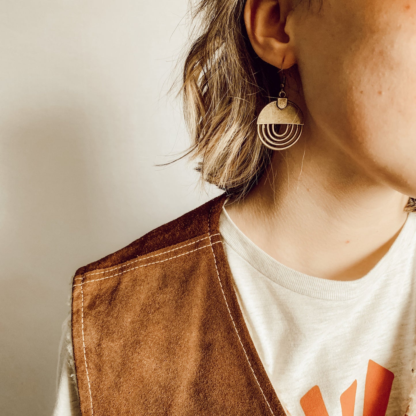 Antique Bohemian Geometric Rainbow Earrings - Bronze