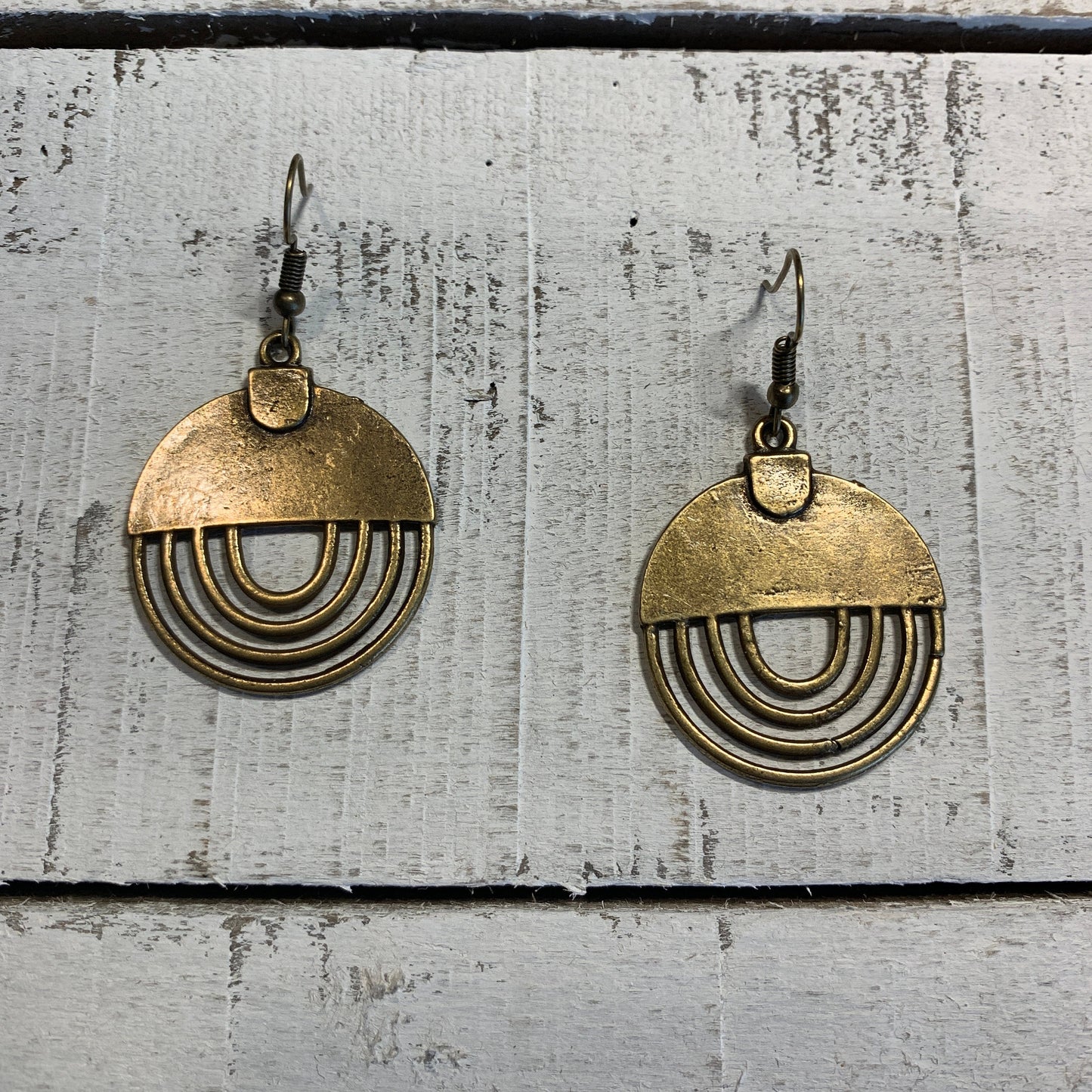 Antique Bohemian Geometric Rainbow Earrings - Bronze