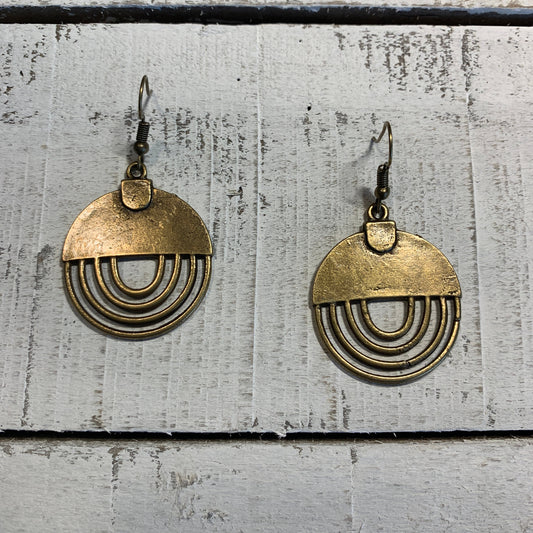 Antique Bohemian Geometric Rainbow Earrings  - Bronze