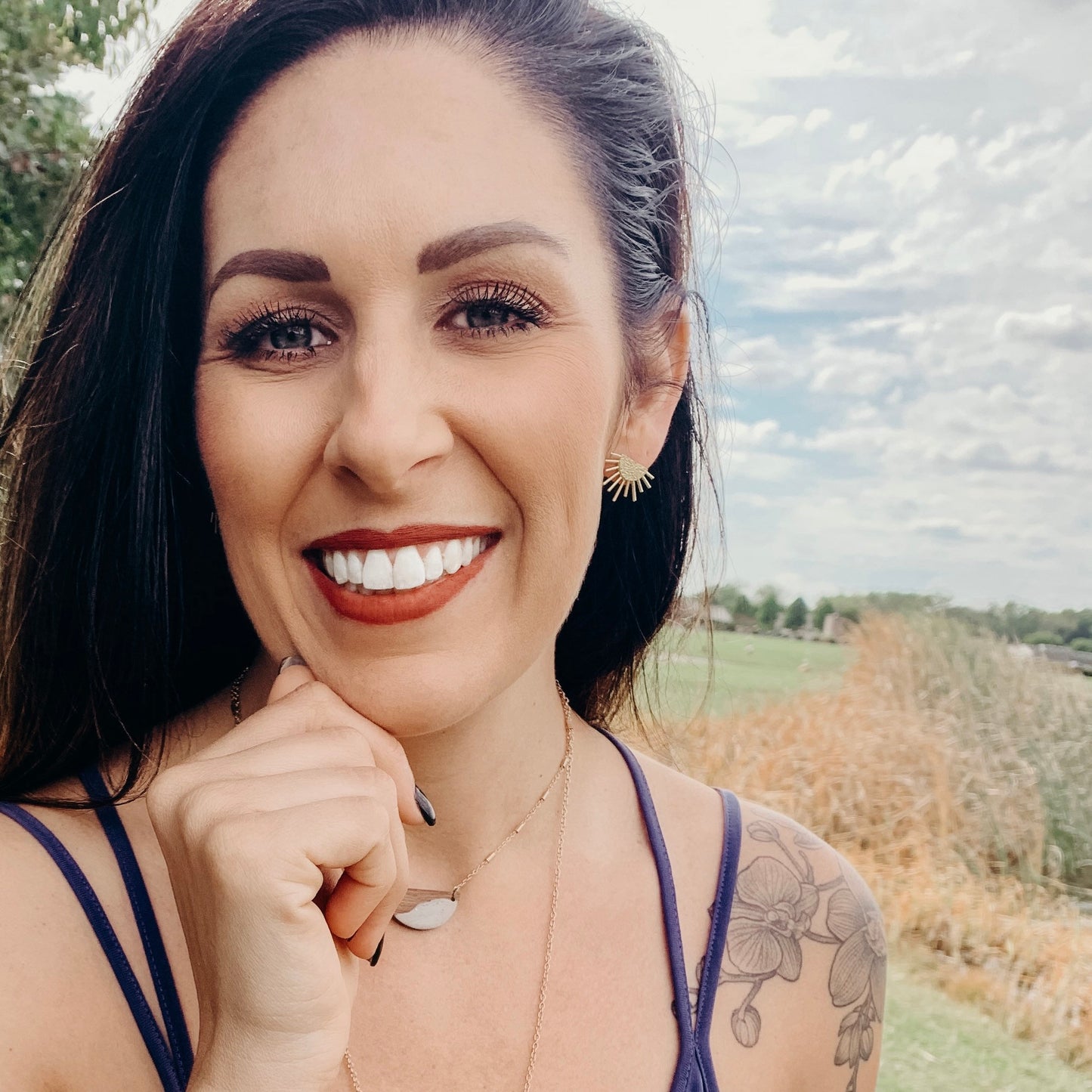 Sunburst Brass Boho Stud Earrings, Minimalist - Metal Collection - Sun Ray