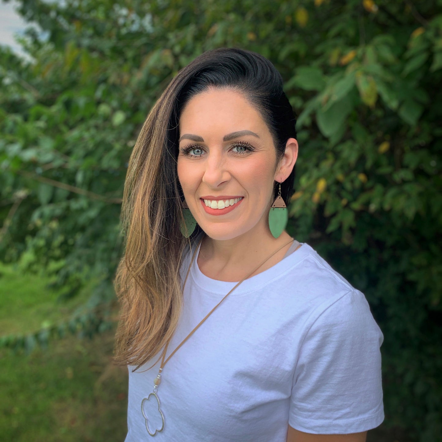 Boho Cactus (bright) Green Cork & Walnut Wood Earrings - Spring Earrings