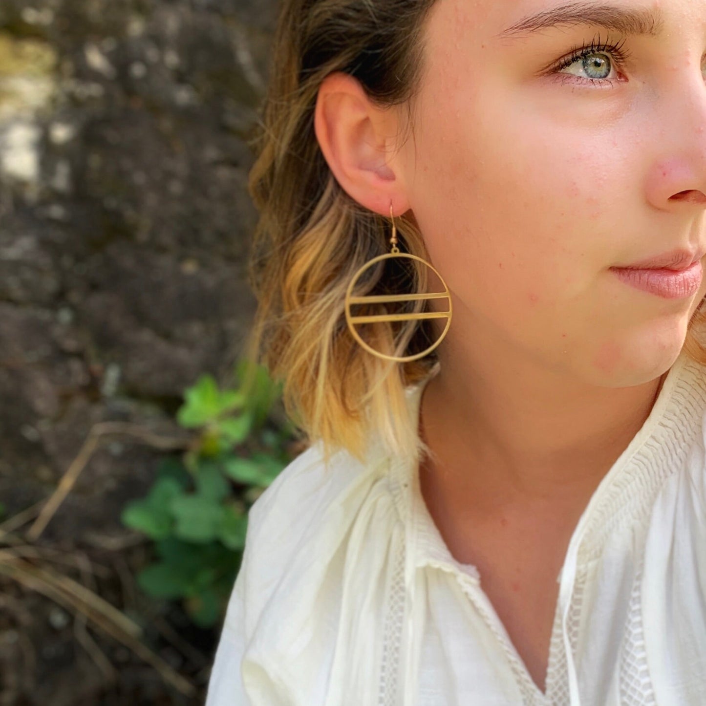 Boho Round Brass Hoop Earrings - Metal Collection