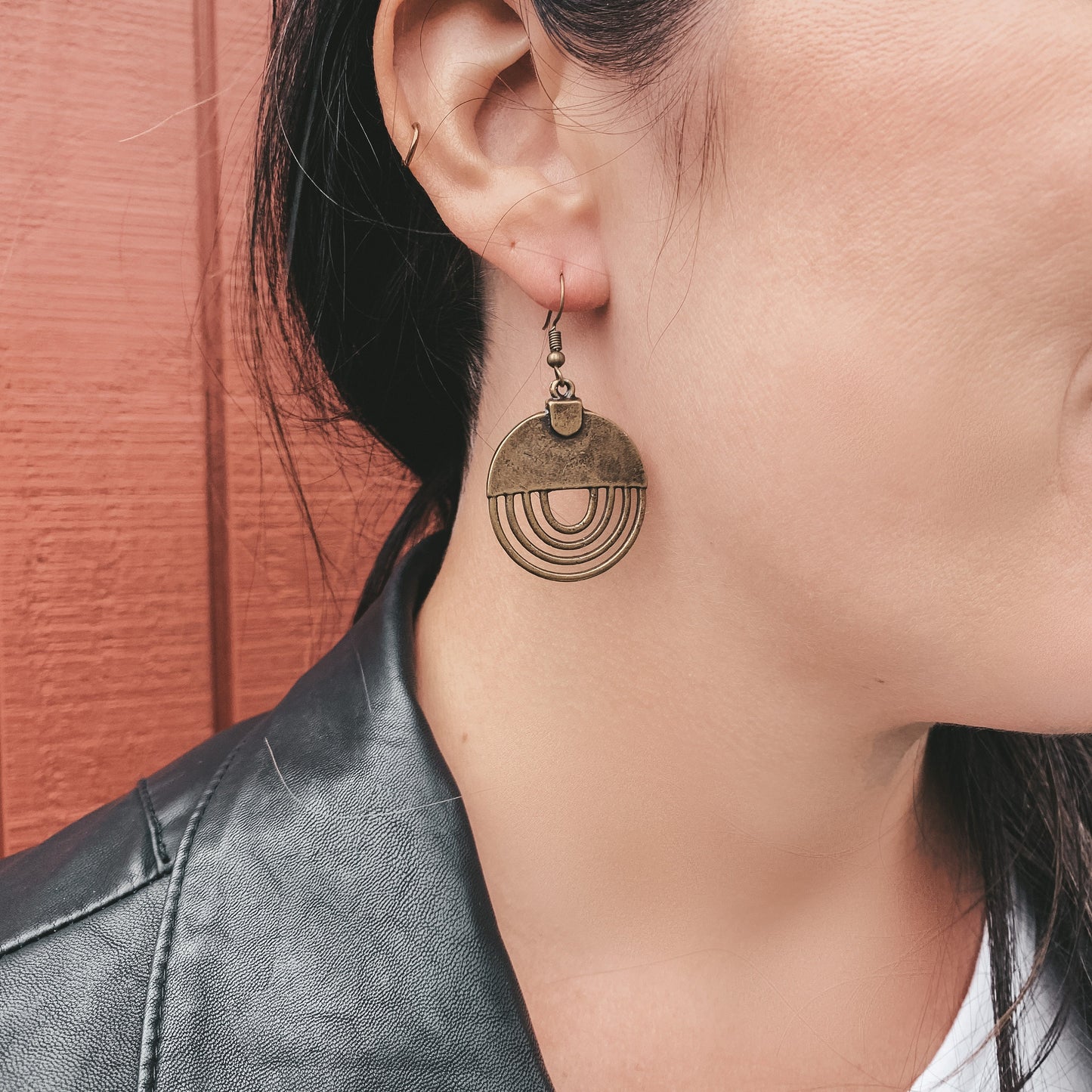 Antique Bohemian Geometric Rainbow Earrings - Bronze