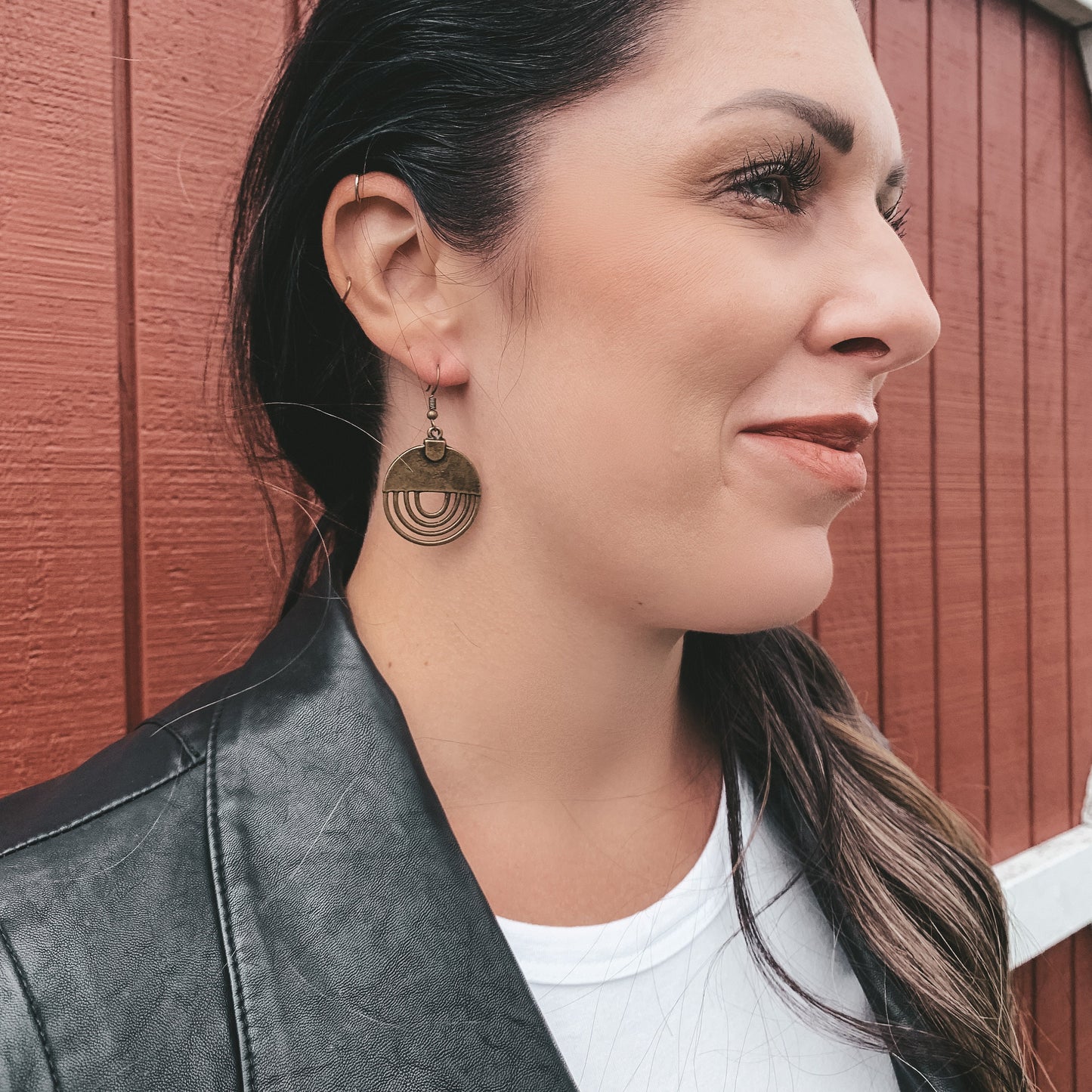 Antique Bohemian Geometric Rainbow Earrings - Bronze