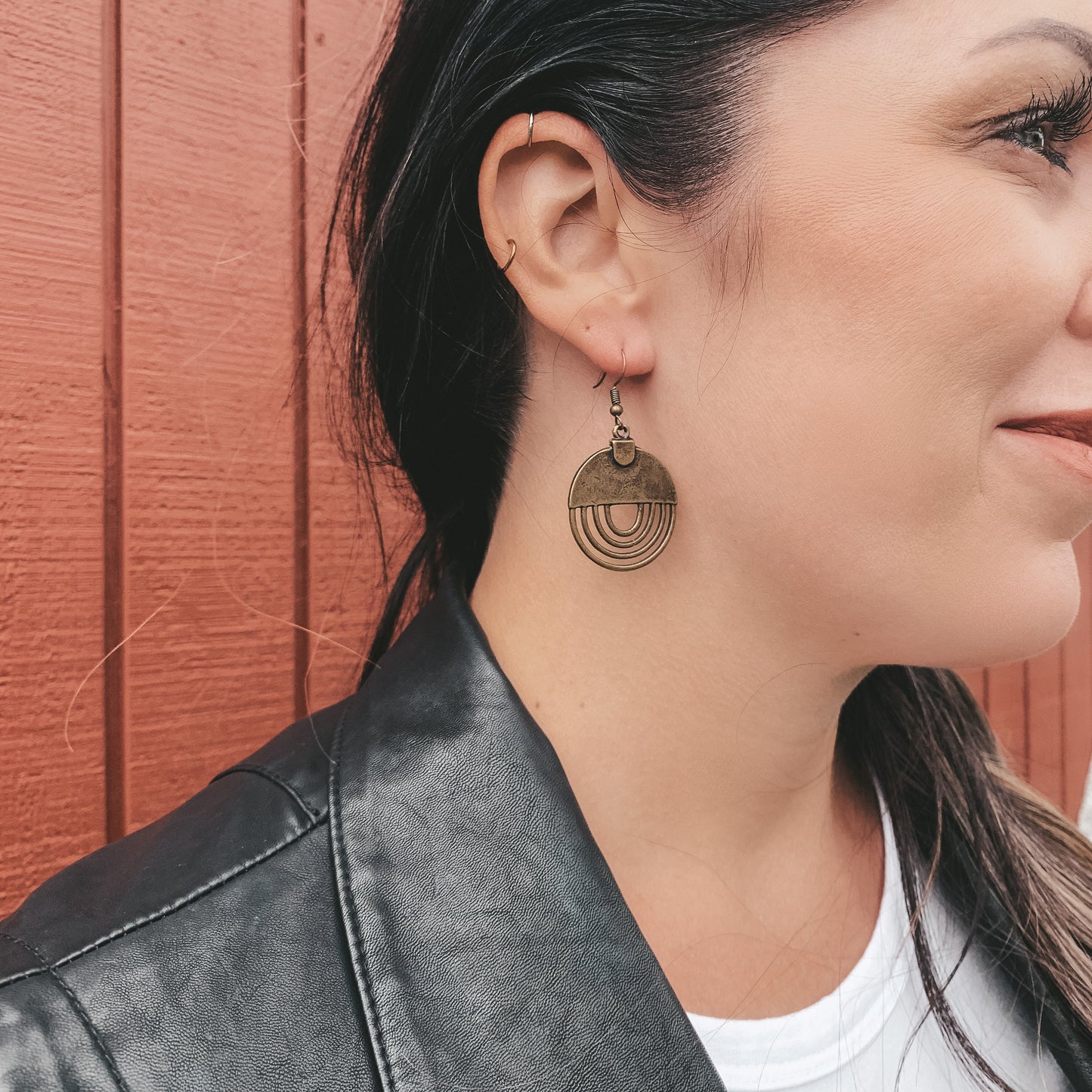 Antique Bohemian Geometric Rainbow Earrings - Bronze