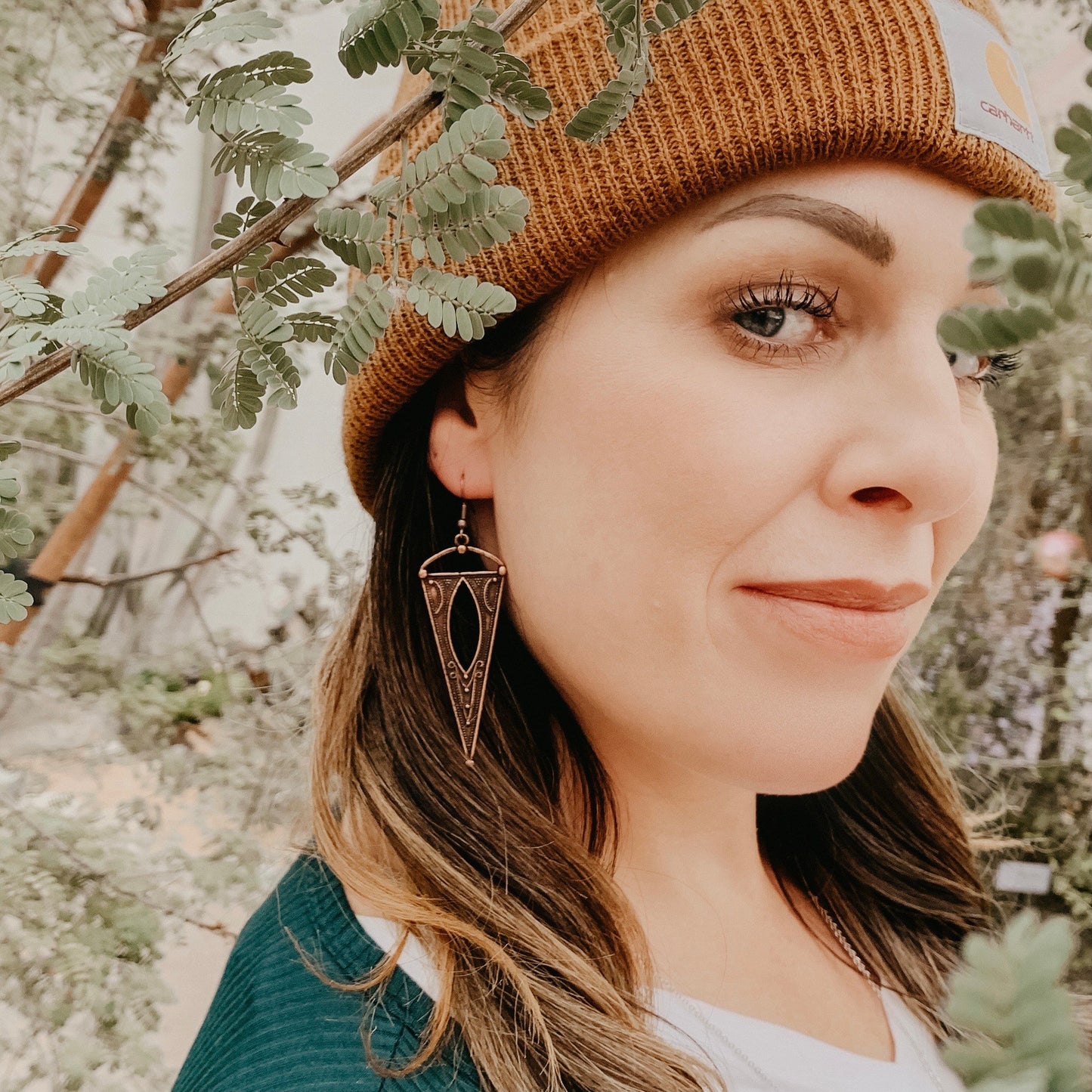 Antique Copper Boho Gypsy Spike Earrings, Boho, Minimalist Earrings