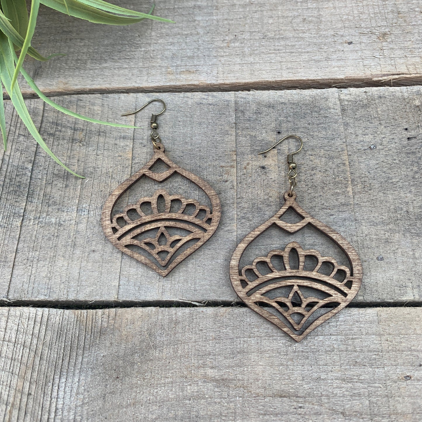 Wood Mandala Statement Boho Earrings - Lightweight - Gypsy Style
