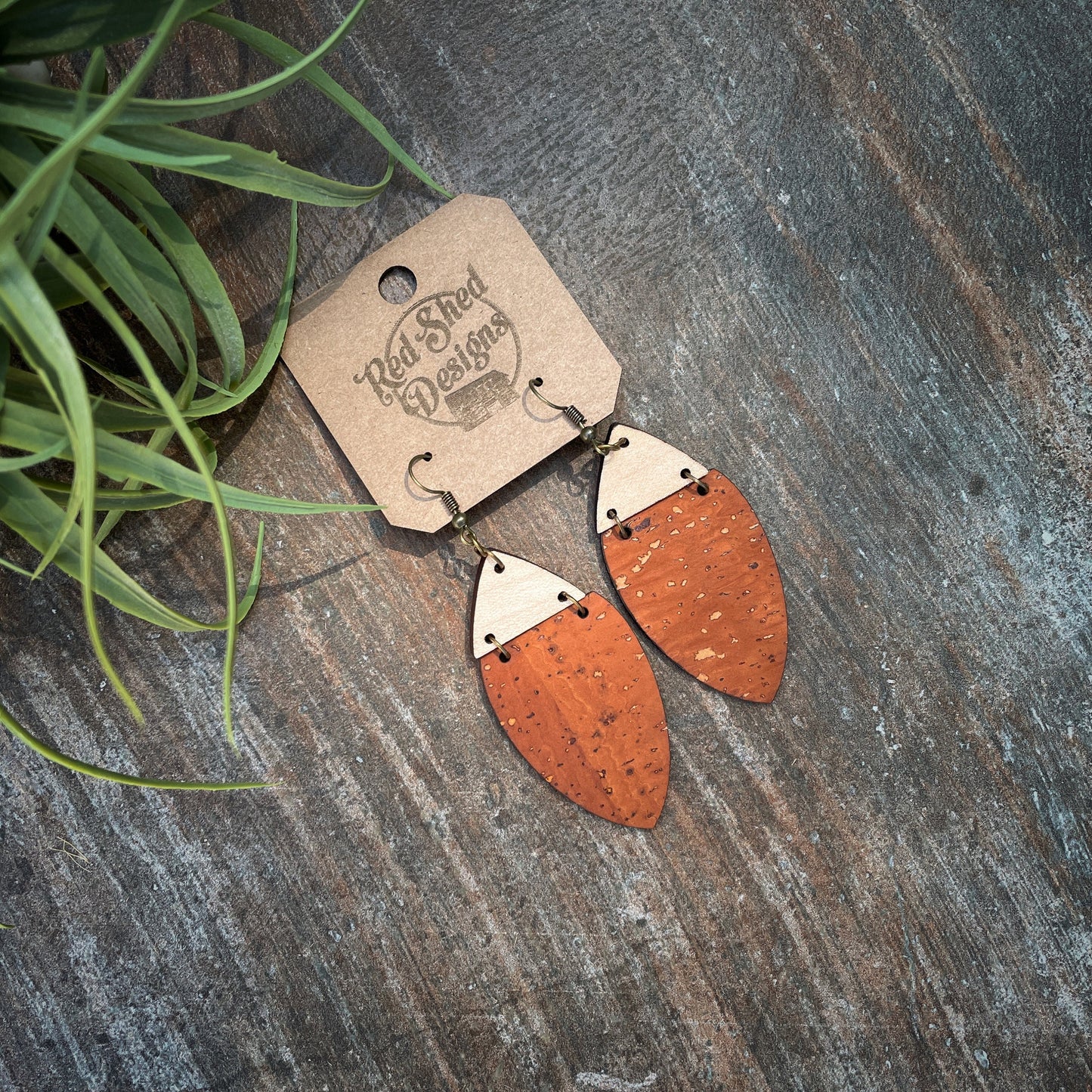 Spice Cork and Maple Wood Earrings - Cork Collection - Burnt Orange