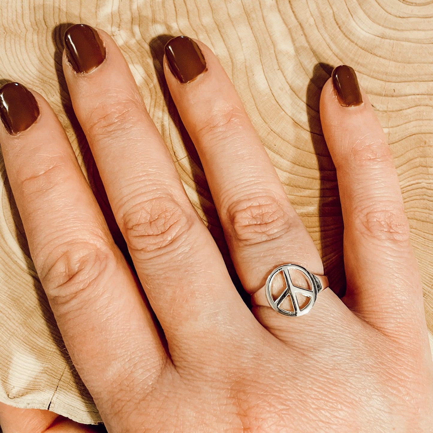 Boho Hippie Sterling Silver Peace Sign Ring – Vintage-Inspired Statement Jewelry for Free-Spirited Souls