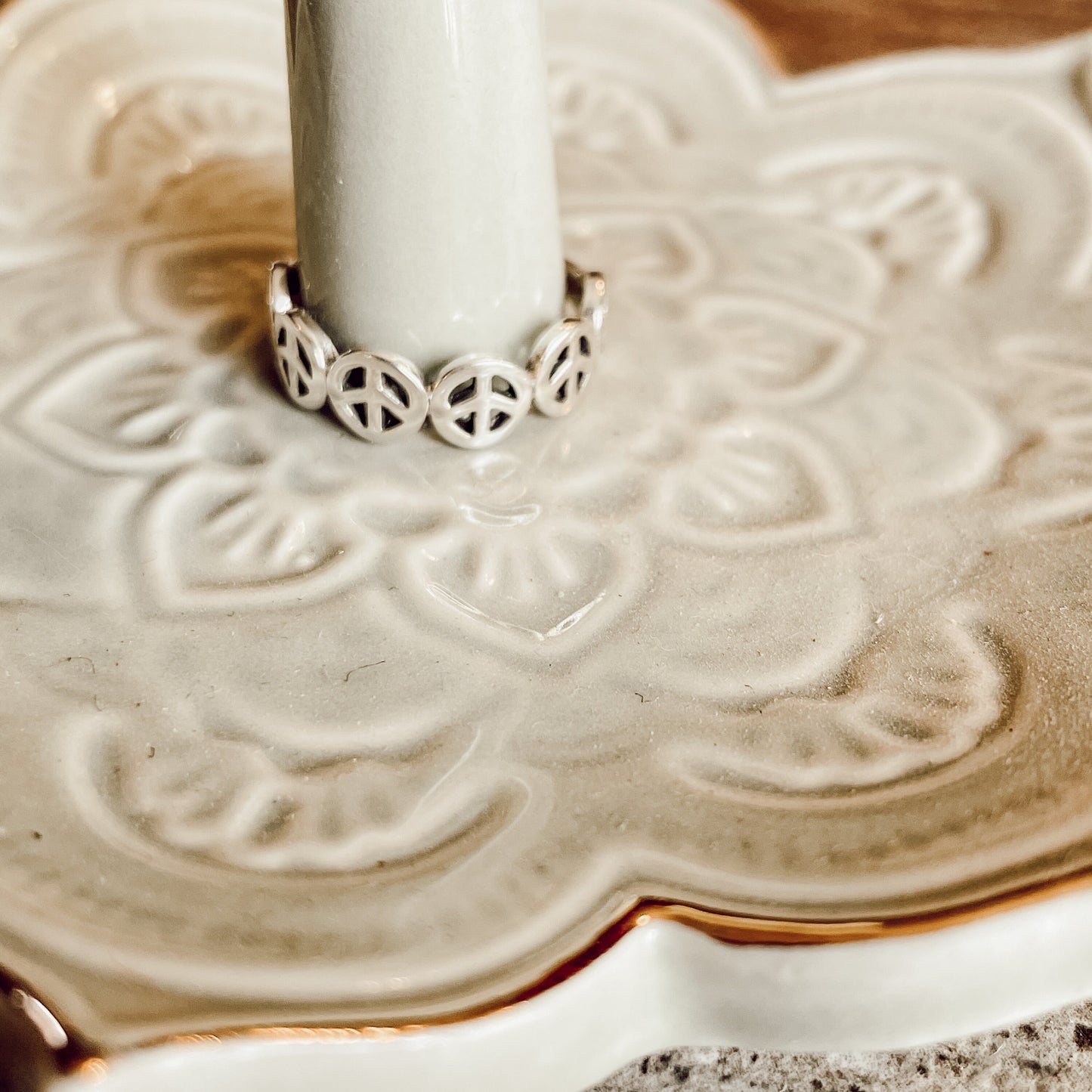 Handcrafted Boho Hippie Sterling Silver Band Ring with Multiple Peace Sign Accents - Vintage Style - Inspired Bohemian Statement Jewelry