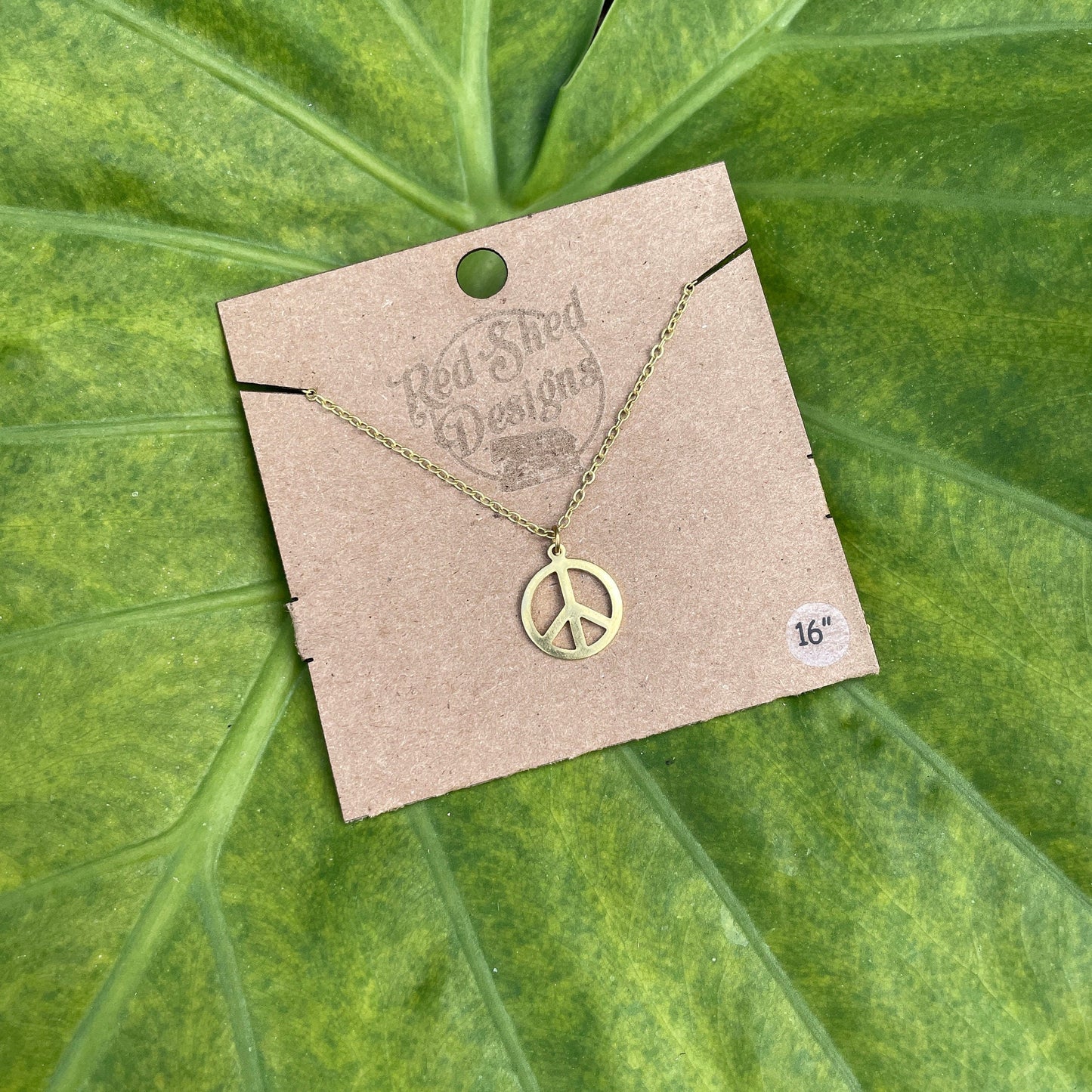 Brass Peace Sign Bohemian Necklace - Gypsy Hippie Woodstock Style
