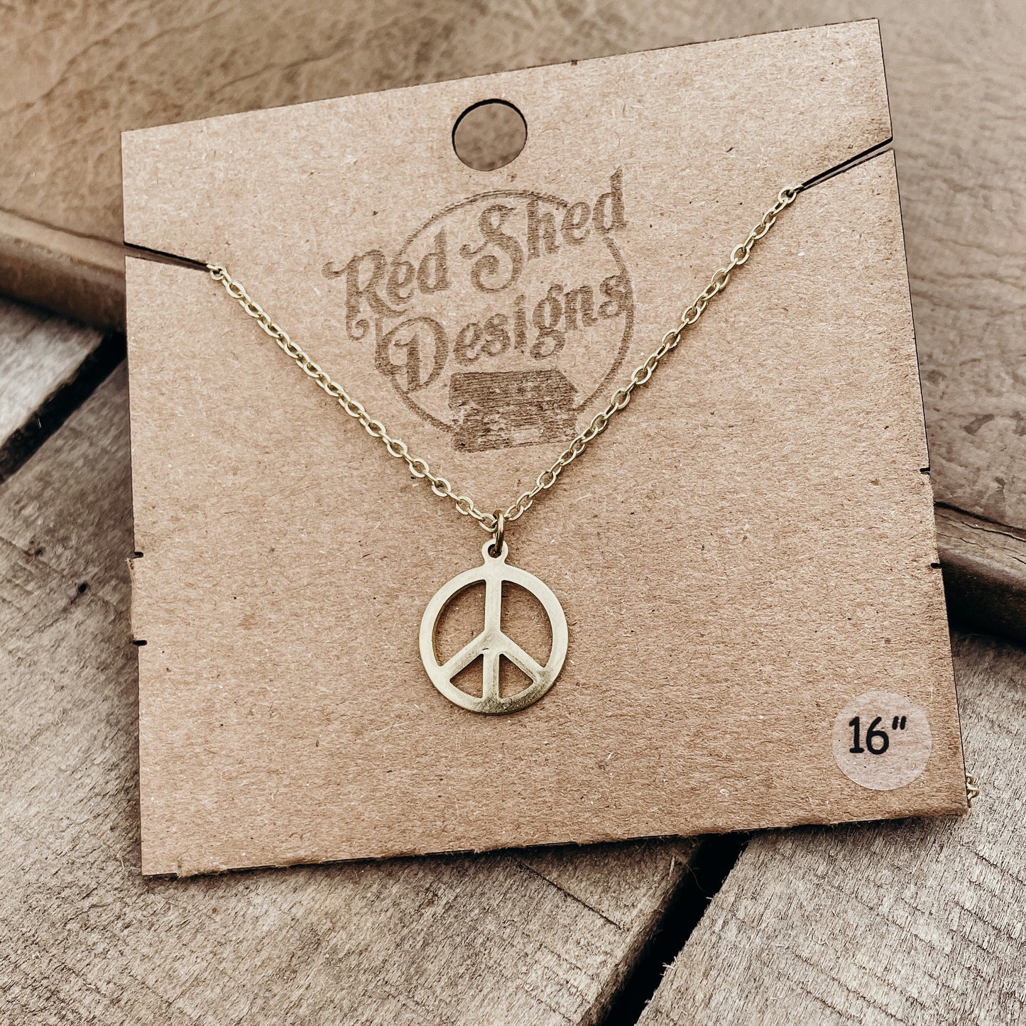 Brass Peace Sign Bohemian Necklace - Gypsy Hippie Woodstock Style