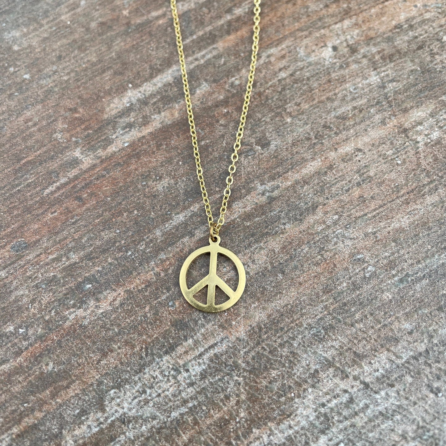 Brass Peace Sign Bohemian Necklace - Gypsy Hippie Woodstock Style