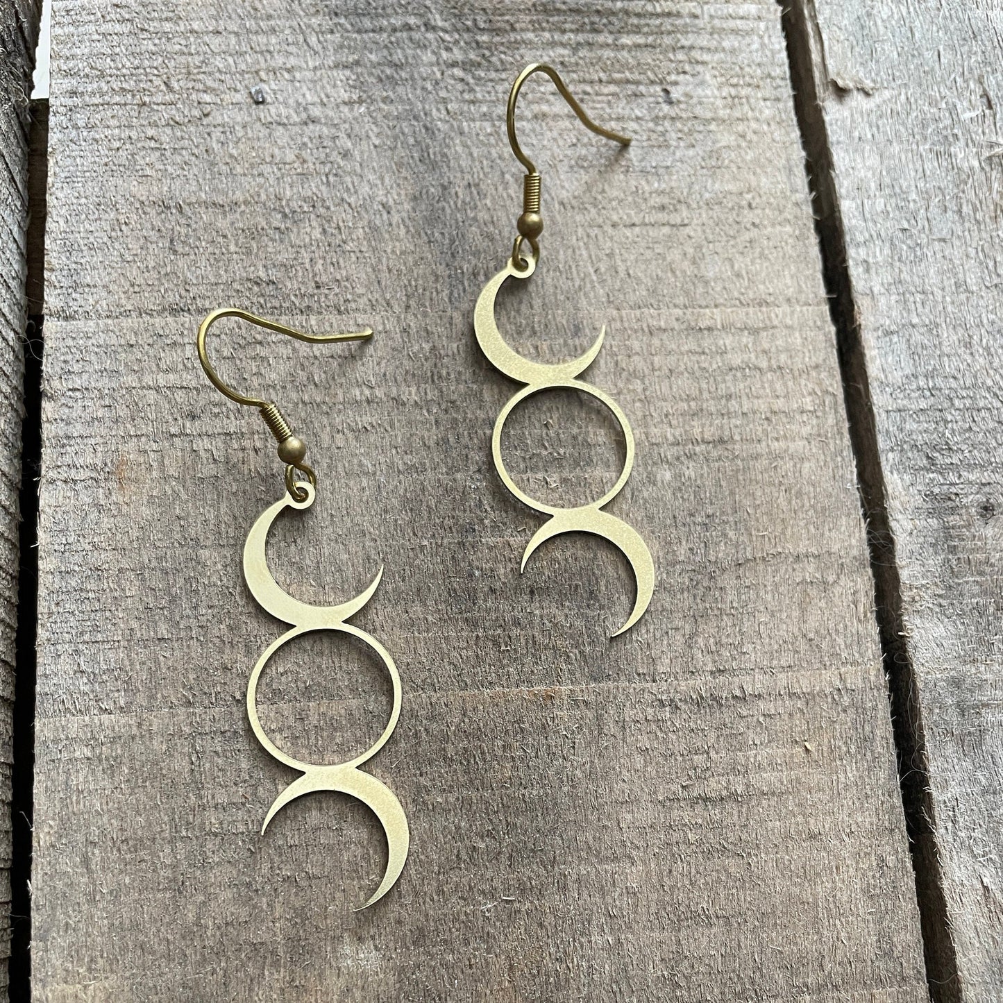Moon Phase Brass Boho Earrings, Minimalist - Metal Collection - Moon Phase