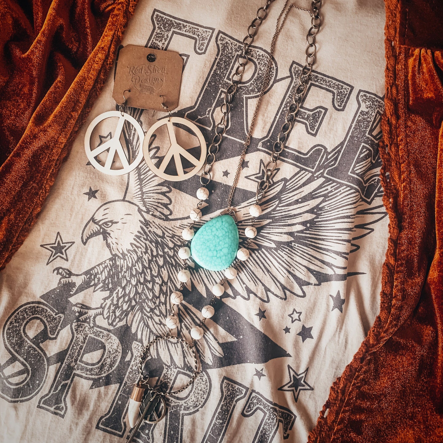 Natural Wood Peace Sign Hoop Earrings, Non-Stained Bohemian Jewelry