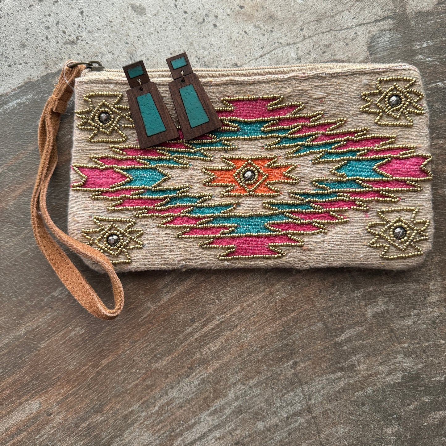 Winona Southwestern Style Wristlet Pouch