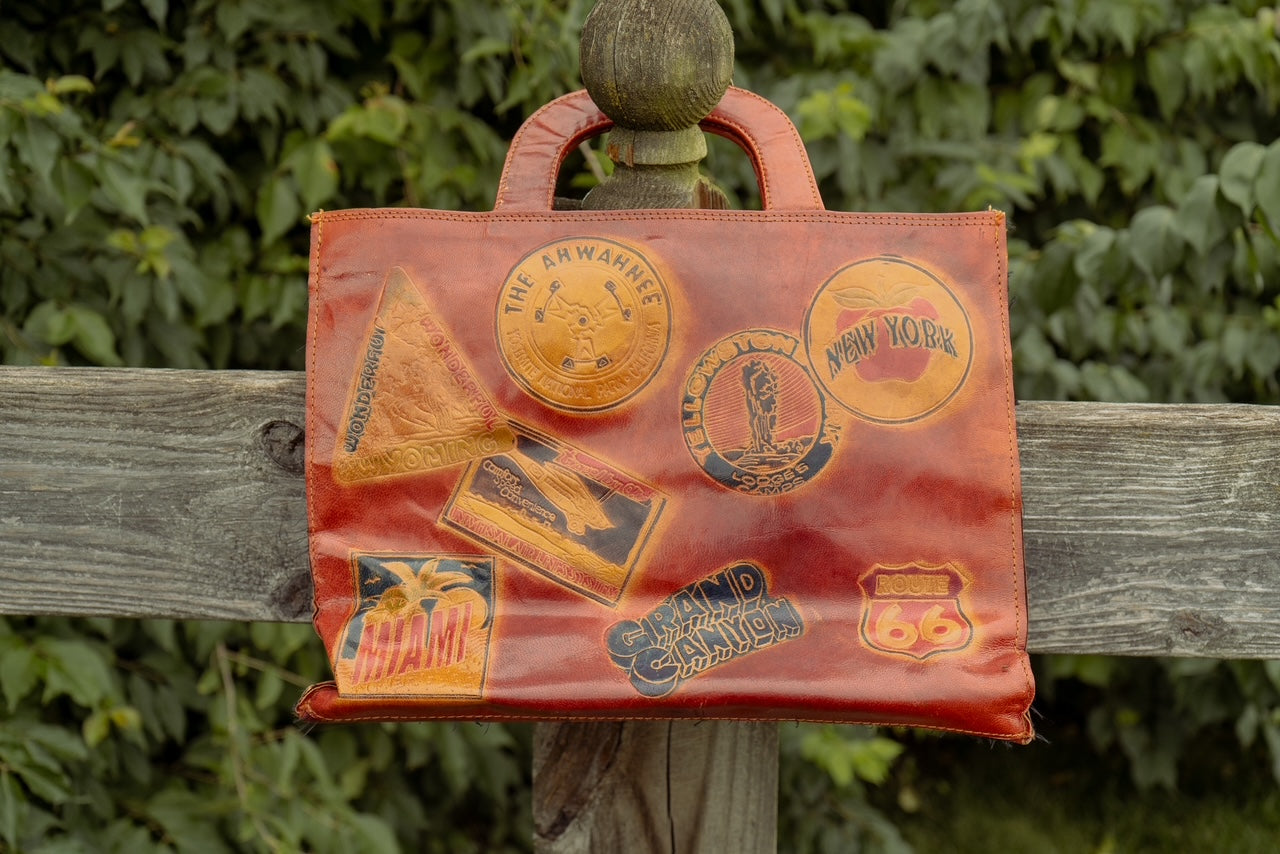 Leather Vintage Travel Tote National Park - Mediterranean Trading Brand