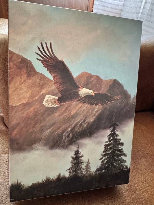 American Bald Eagle Wood jewelry Box - Velvet Lined Box